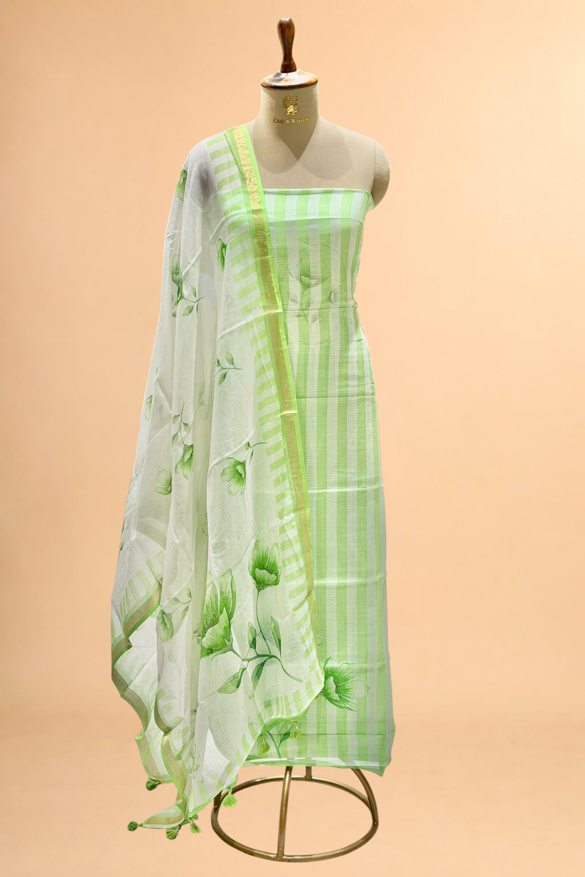 Pistachio Green Pure Kota Silk Suit Set
