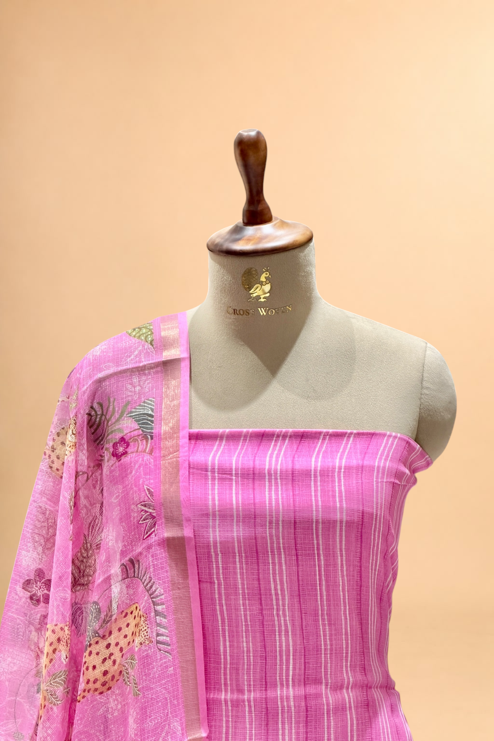 Vibrant Pink Pure Kota Silk Suit Set