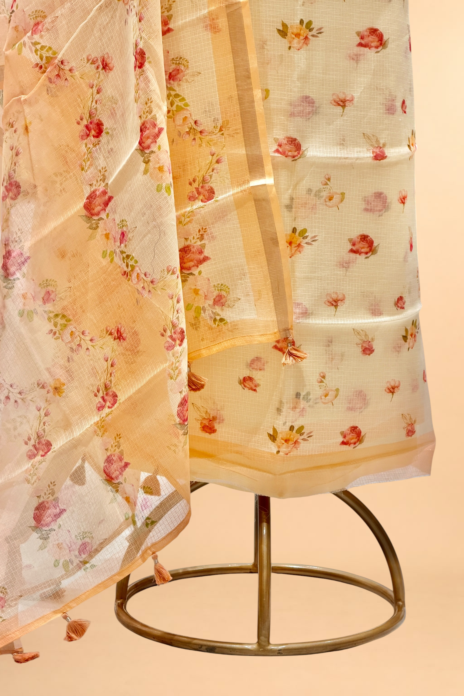 Ivory-Cream Pure Kota Silk Suit Sets