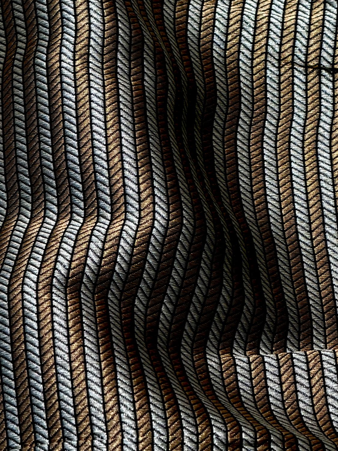 Black Sona-Rupa Stripe Katan Silk Fabric