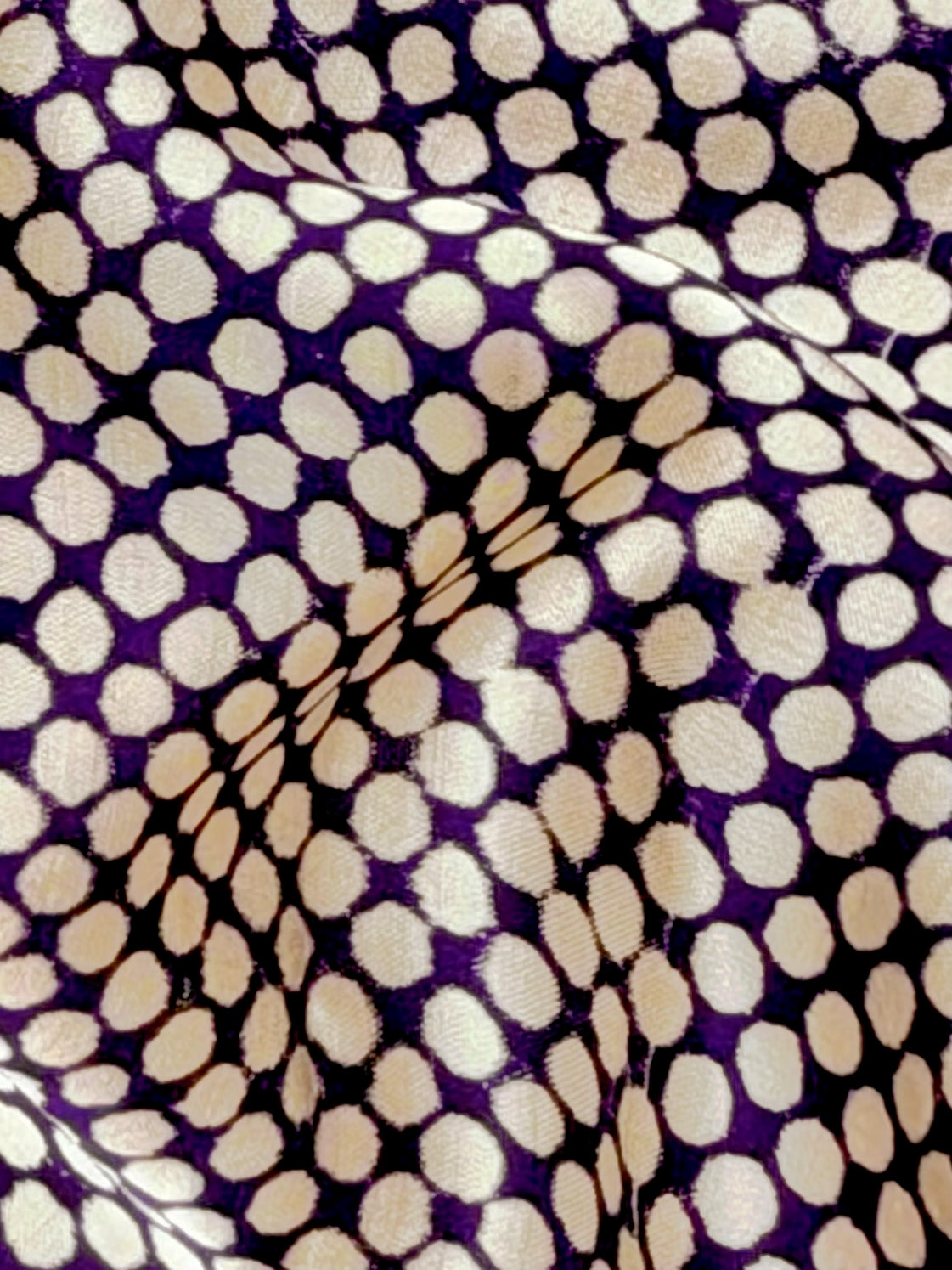 Purple Muslin Silk Polka Block Print Fabric