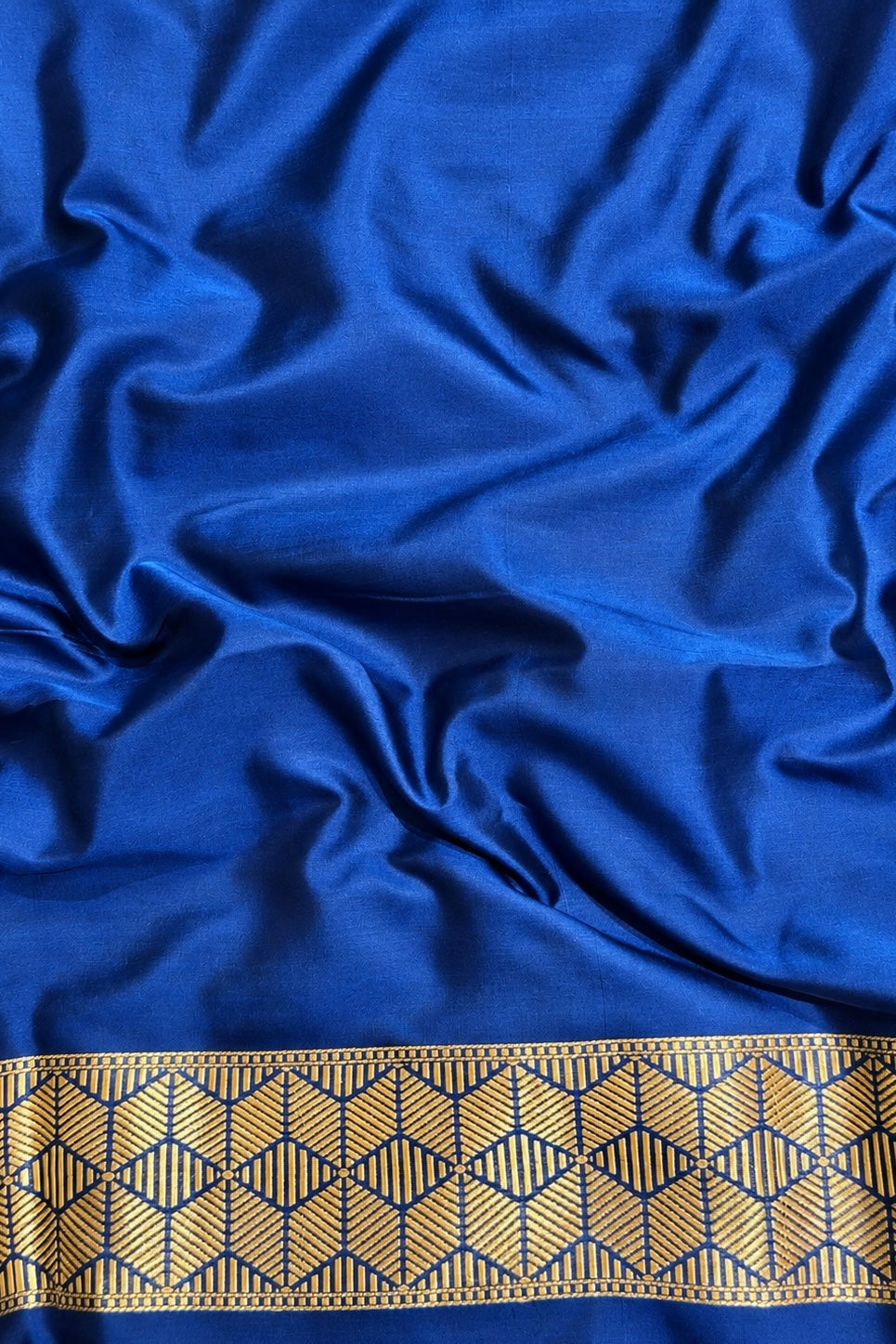 Deep Blue Katan Silk Iktara Suit with Meena Kadhwa Floral Jaal Dupatta