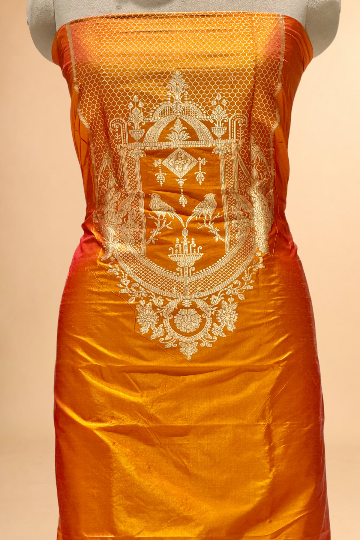 Mustard Gold Katan Silk Co-Ord Set with Regal Panel CW10
