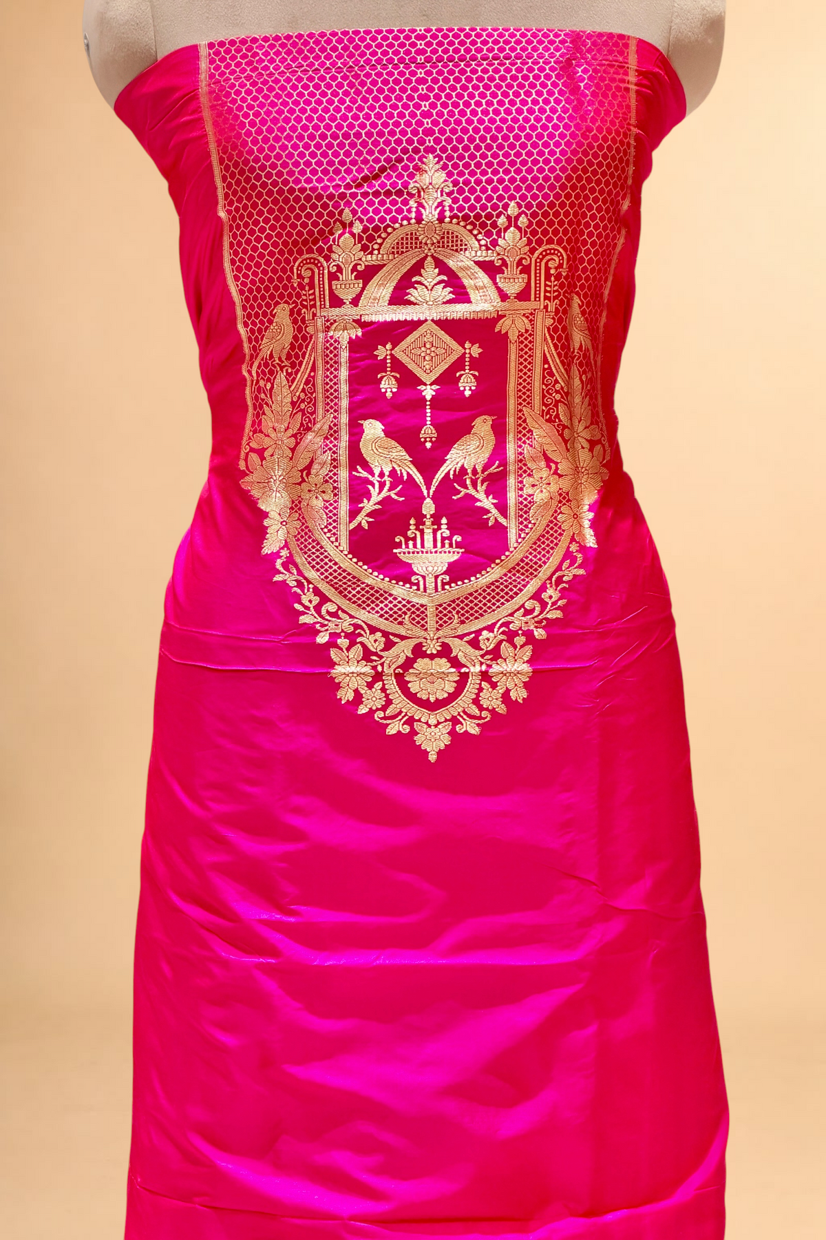 Pink Katan Silk Co-Ord Set with Regal Panel CW09