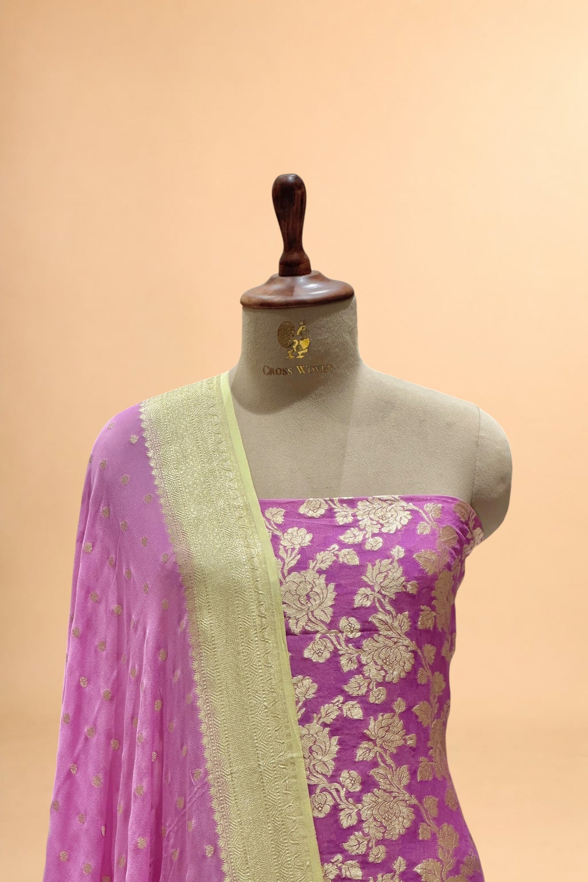 Mauve Purple Pure Georgette Suit Set with Contrast Border Dupatta