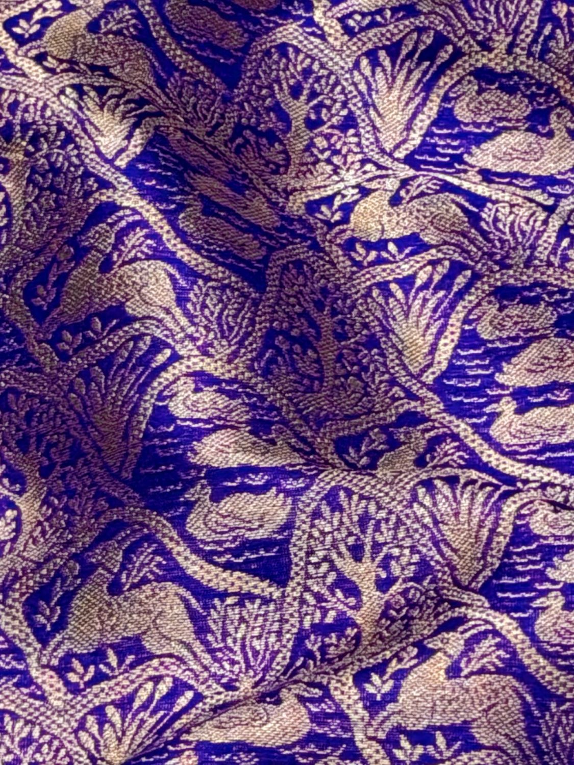Deep Blue Brocade Katan Silk Handloom Fabric