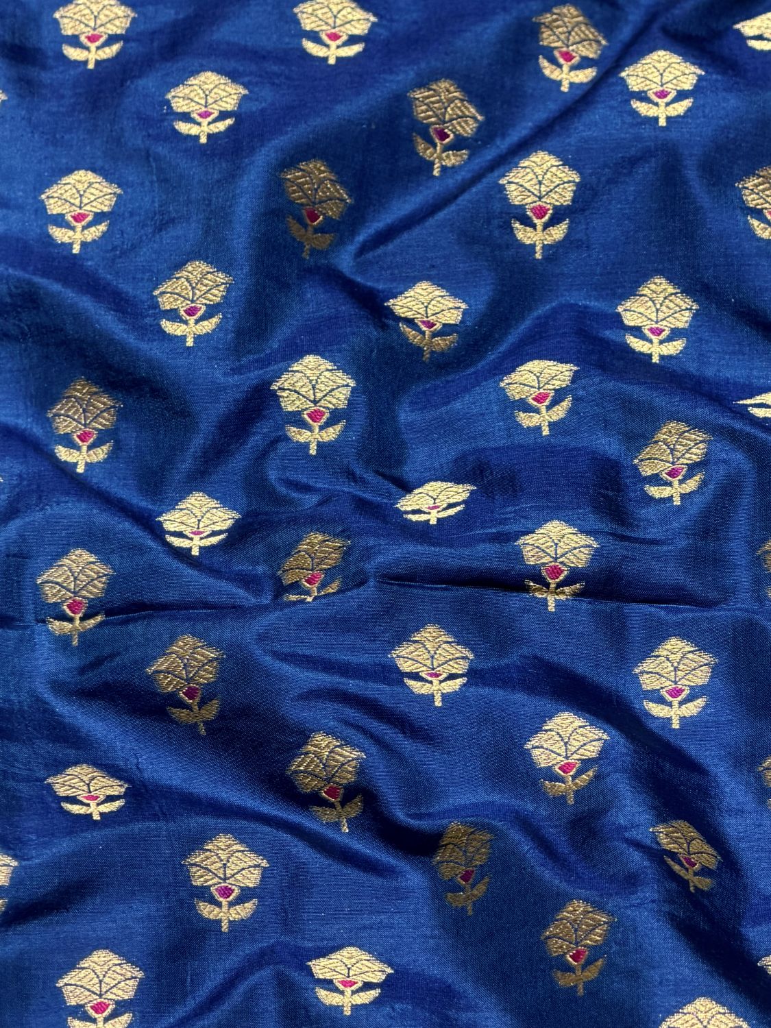 Royal Blue Allover Booti Pure Katan Silk Fabric