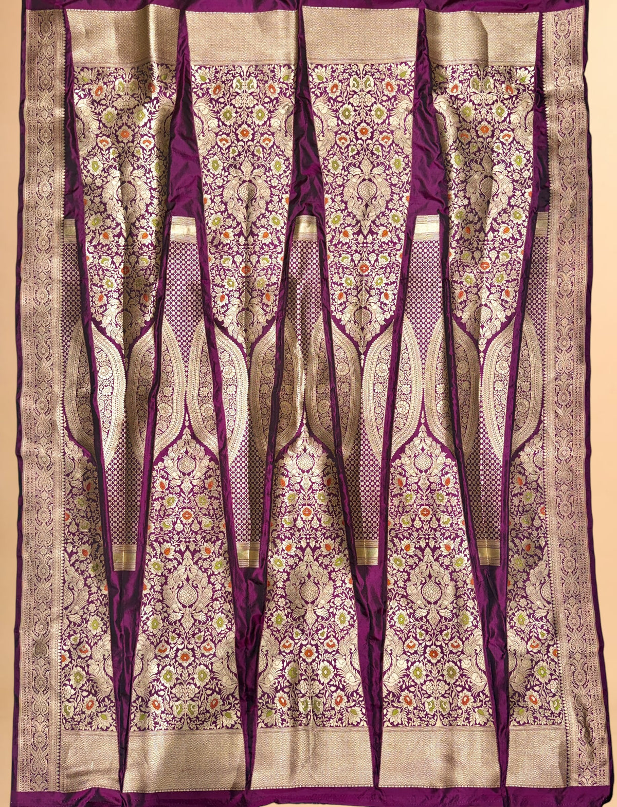 Magenta Purple Meena Floral Banarasi Pure Katan Silk Lehenga