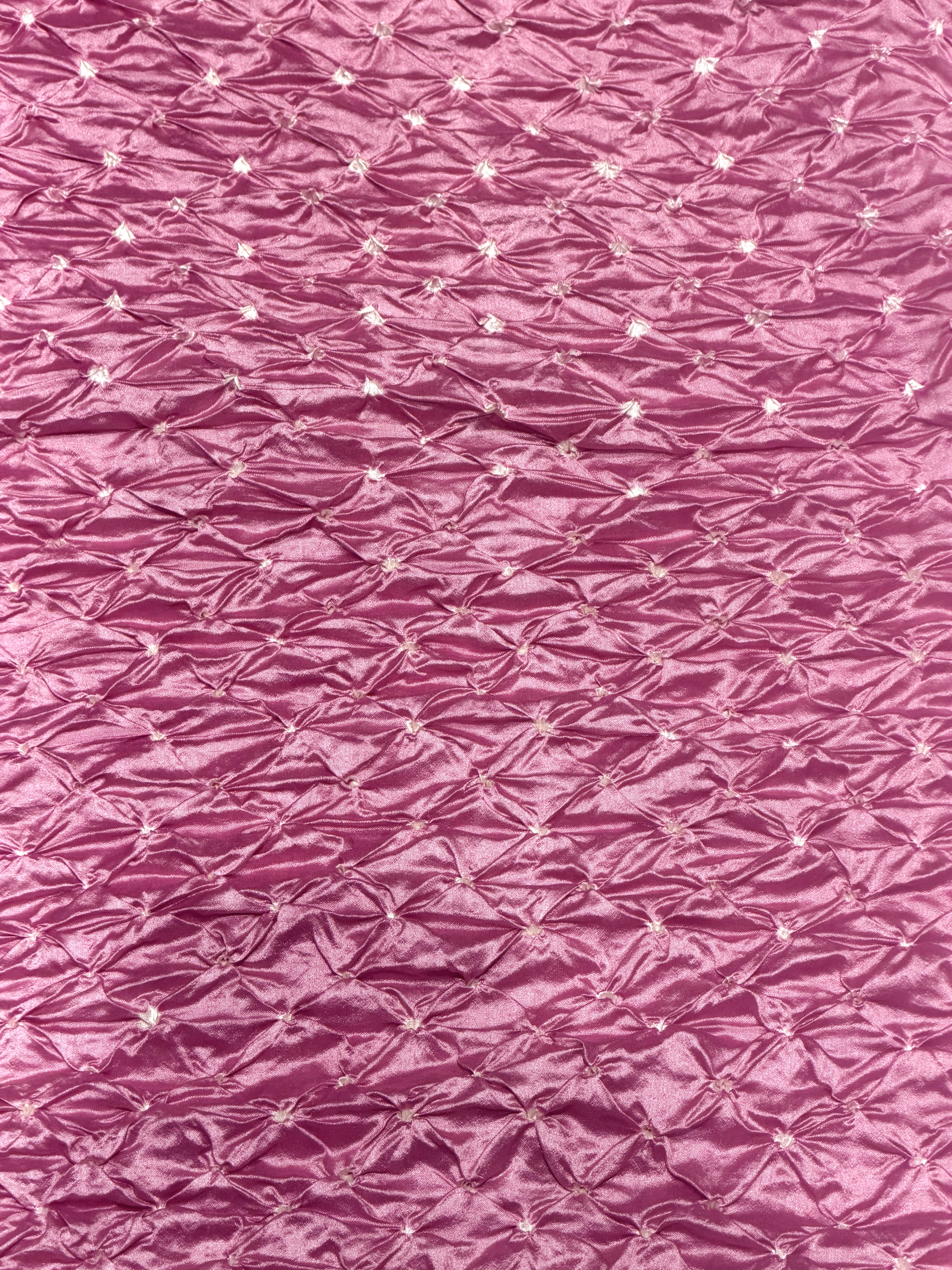 Royal Pink Chiniya Silk Fabric With Bandhani