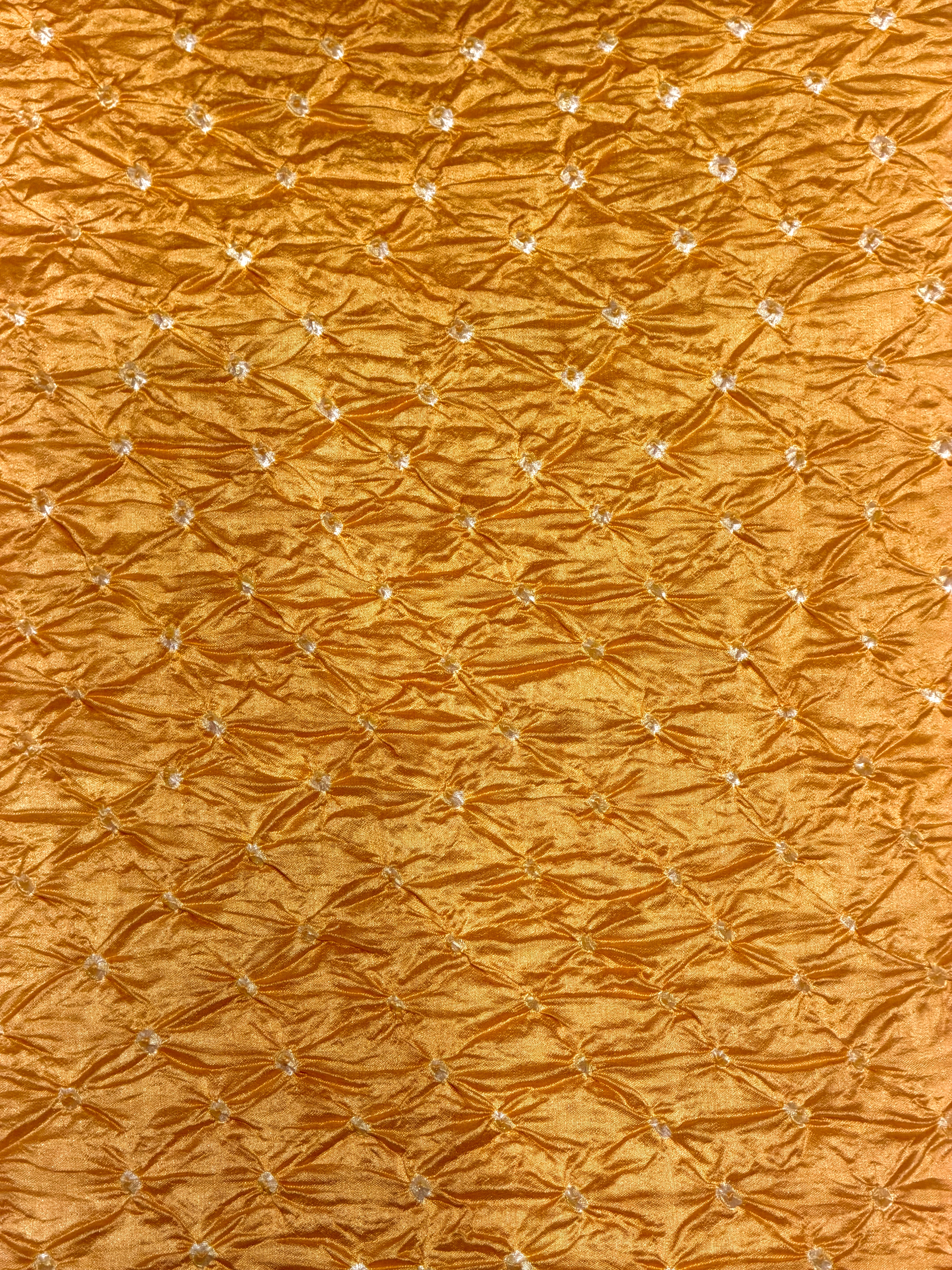 Yellow Chiniya Silk Fabric With Bandhani