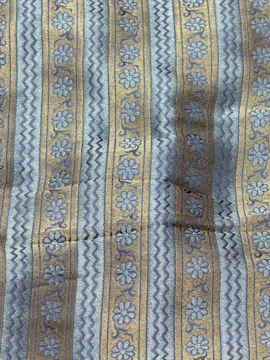 Grey Banarasi Pure Katan Silk Fabric