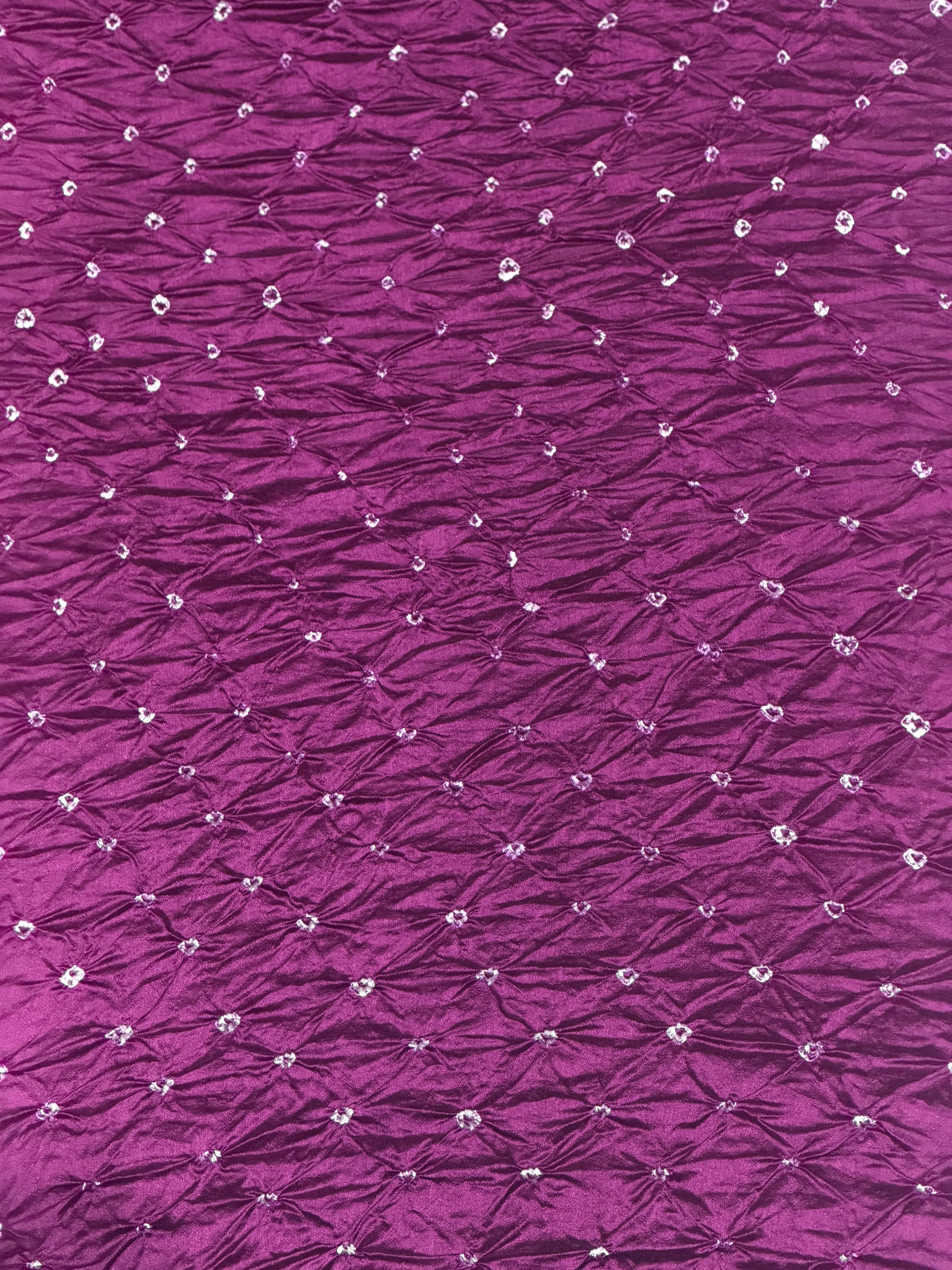 Deep Wine Chiniya Silk Fabric With Bandhani