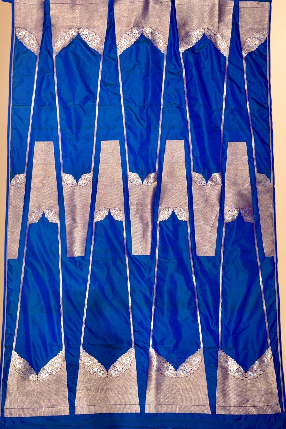 Dual Shade Peacock Blue Banarasi Pure Katan Silk Lehenga