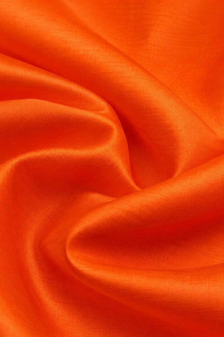 Orange Plain Pure Chiniya Silk Fabric