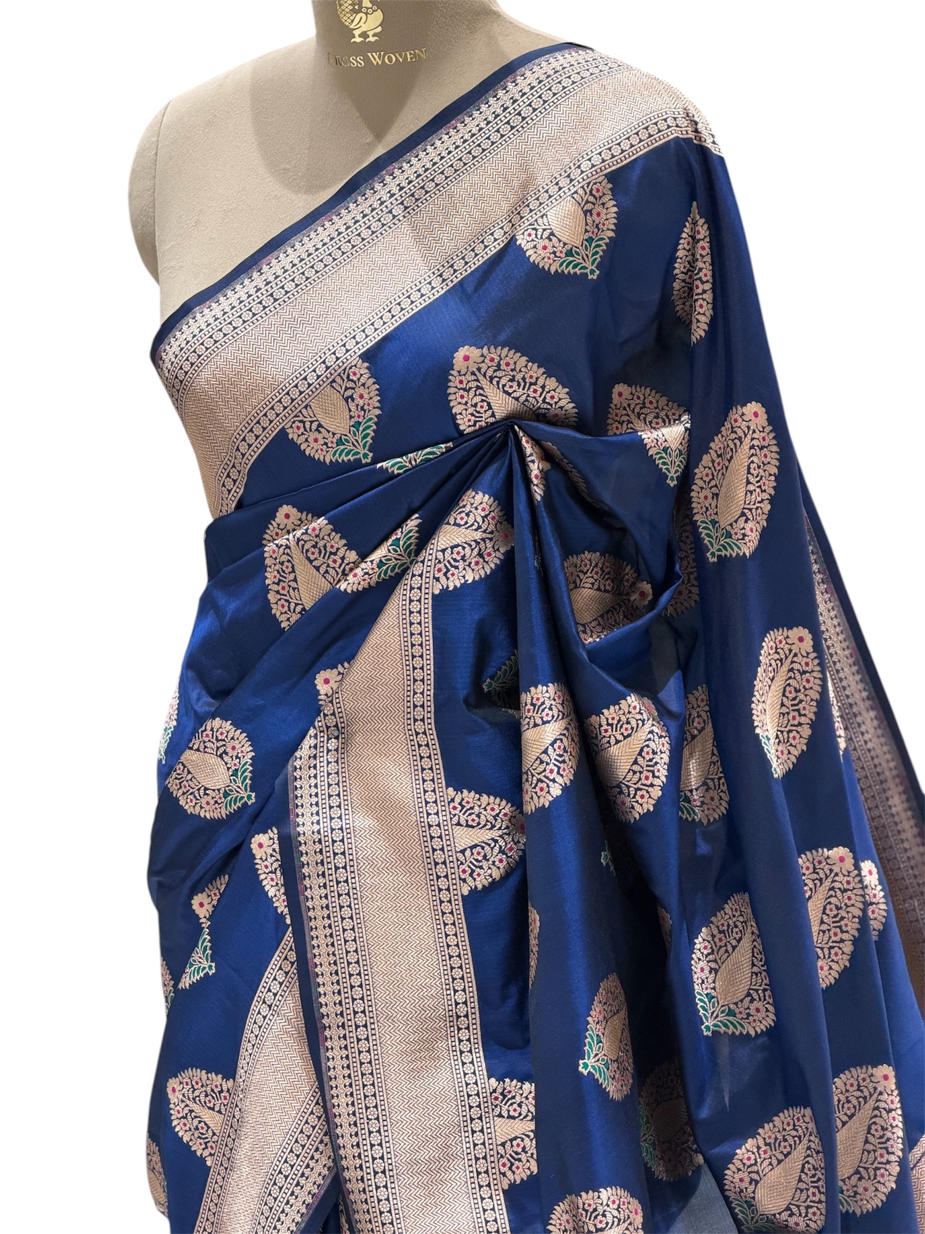 Nita Ambani Inspired Midnight Blue Katan Silk Saree