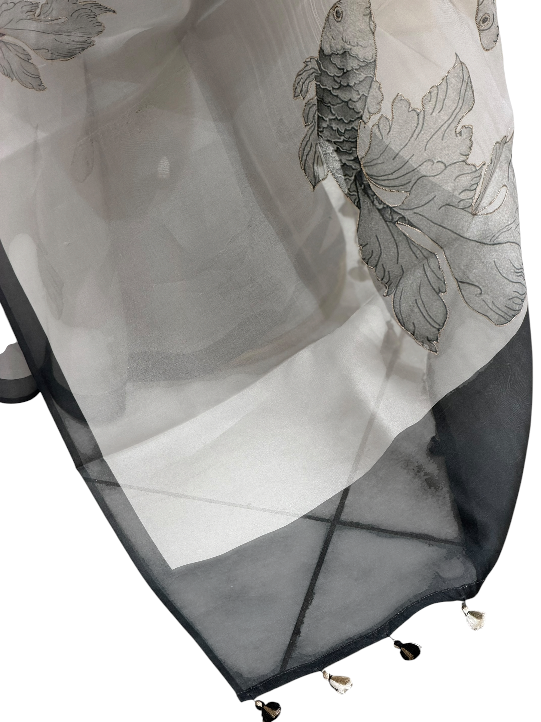 Ivory Organza Saree With Zari Pitta Work