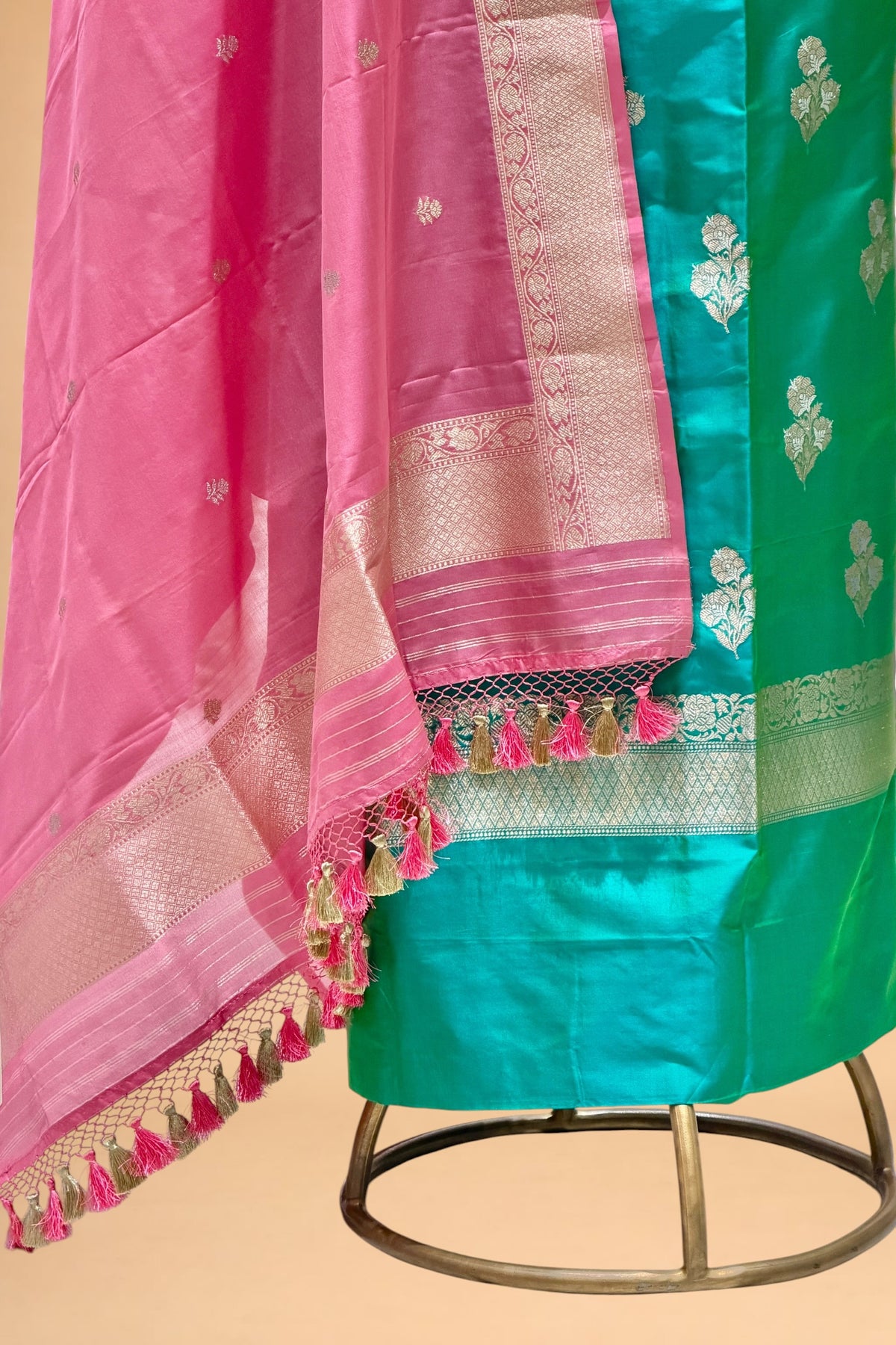 Peacock Green Banarasi Pure Katan Silk Suit Set