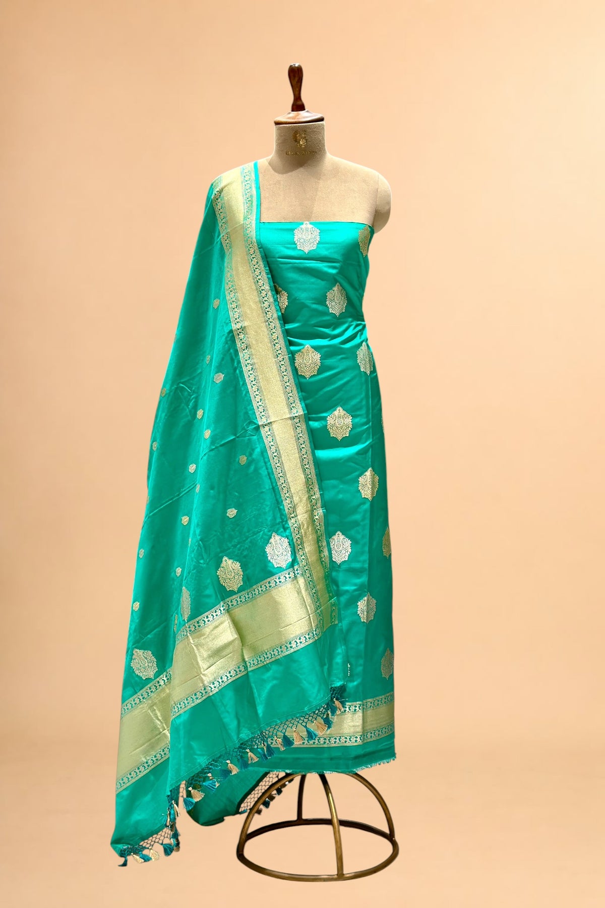 Aqua Blue Banarasi Pure Katan Silk Suit Set
