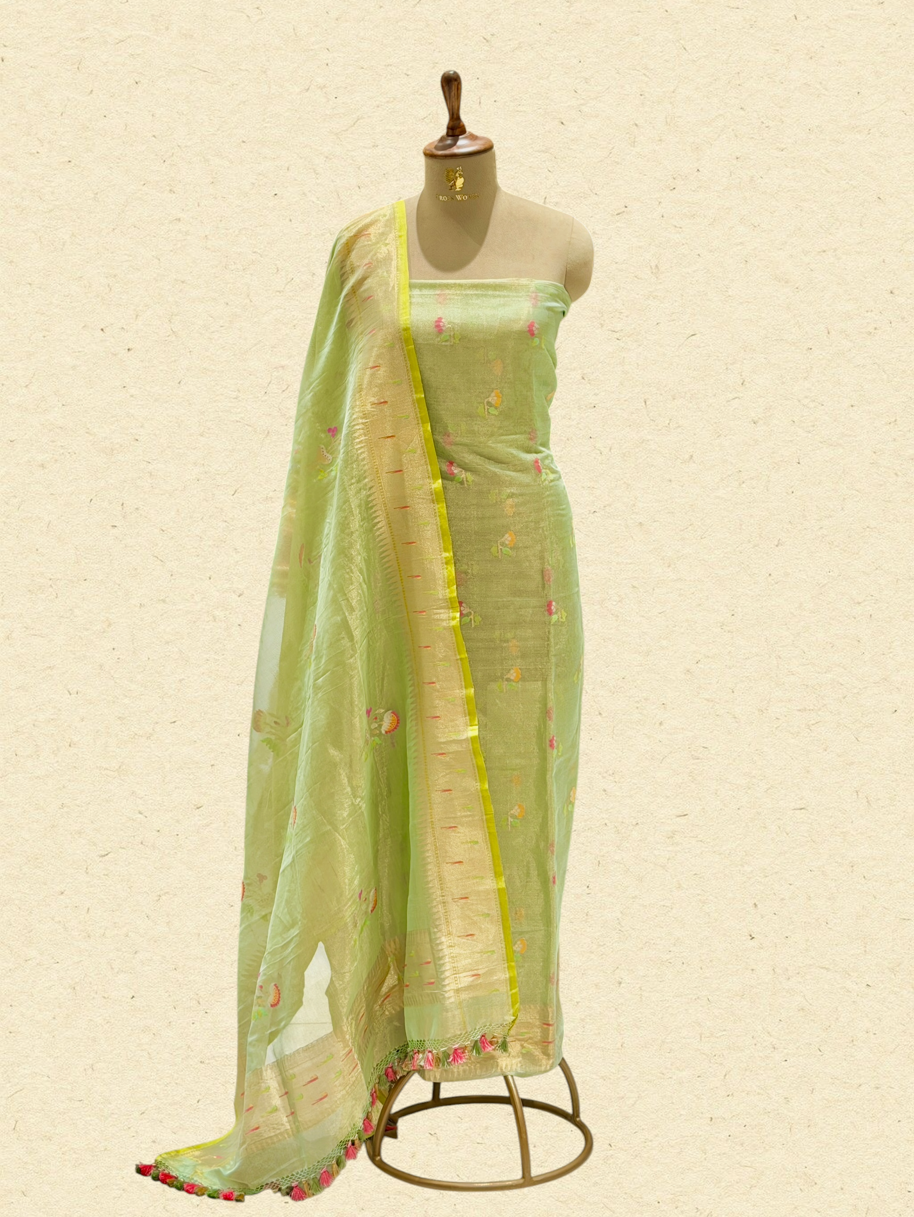 Pastel Green Tissue Jamdani Suit Set