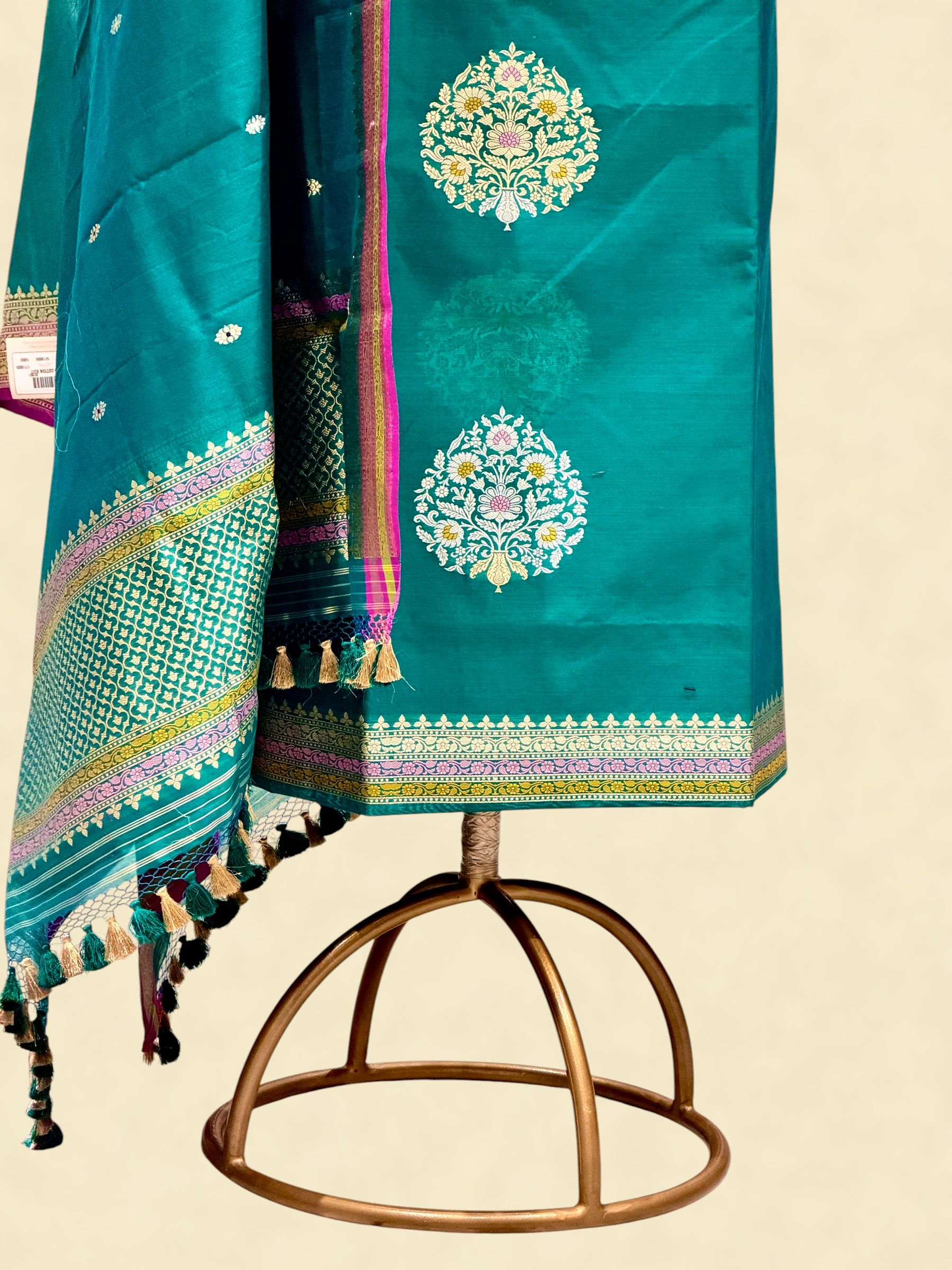 Teal Green Premium Cotton Suit Set With Statement Kadhwa Boota