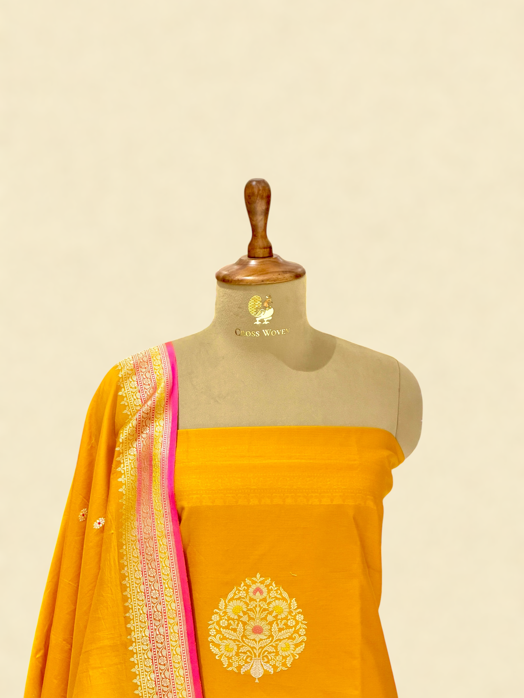 Mustard Yellow Premium Cotton Suit Set With Statement Kadhwa Boota