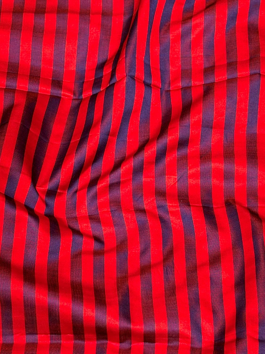 Red & Blue Pure Satin Silk Stripe Fabric