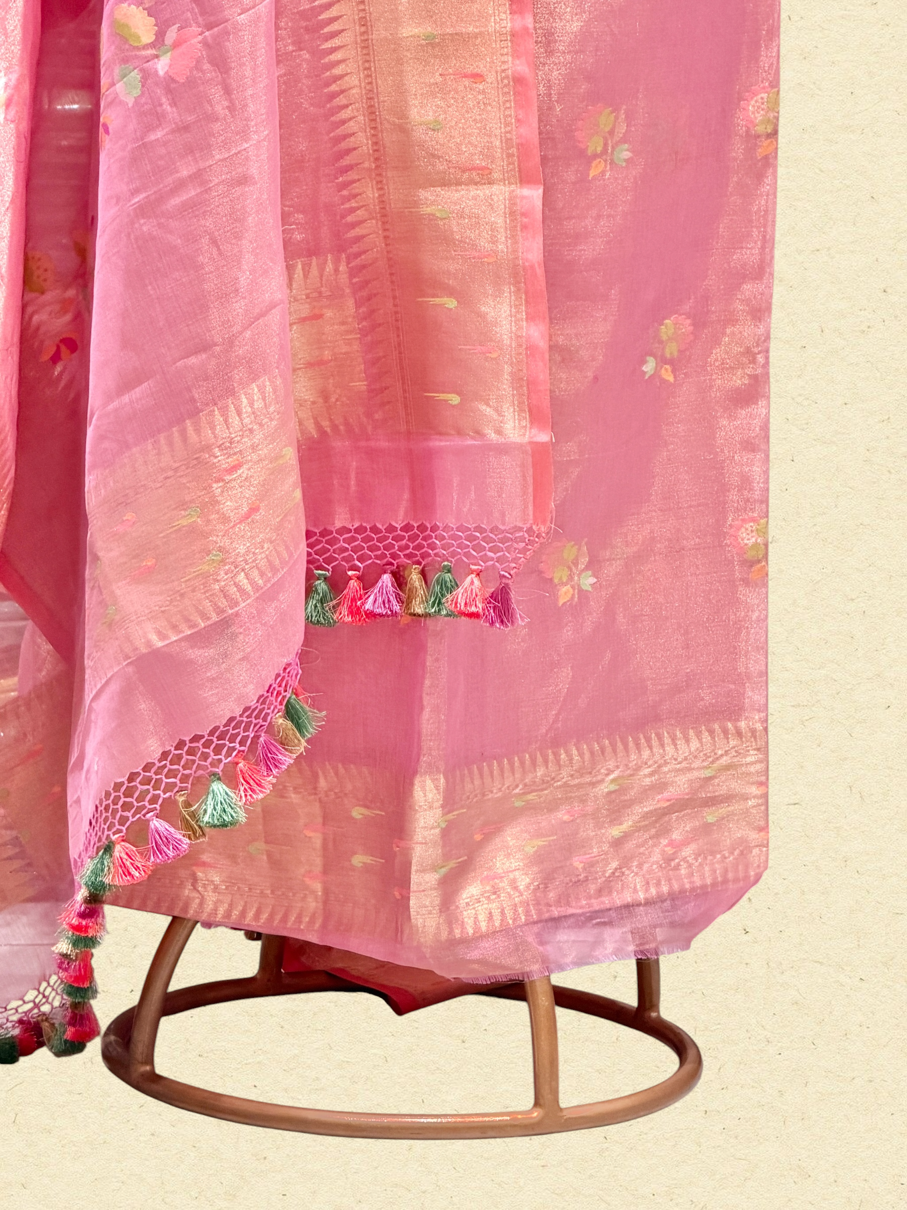 Rose Pink Tissue Jamdani Suit Set