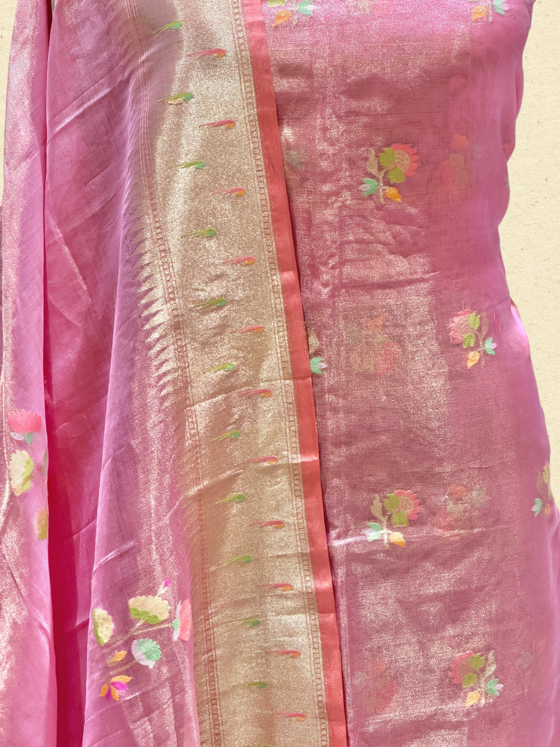 Rose Pink Tissue Jamdani Suit Set