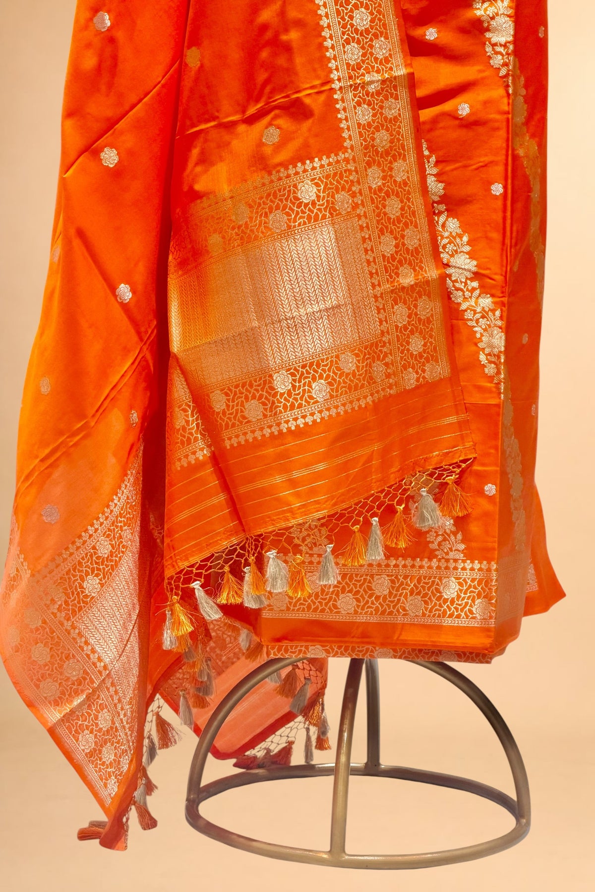 Orange Katan Silk Suit with Kadhwa Zari Weaving Dupatta