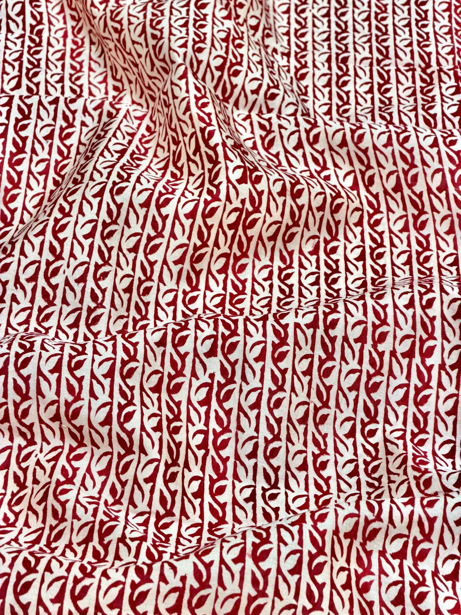 Pure Chanderi Silk Fabric With Red Hand Block Prints