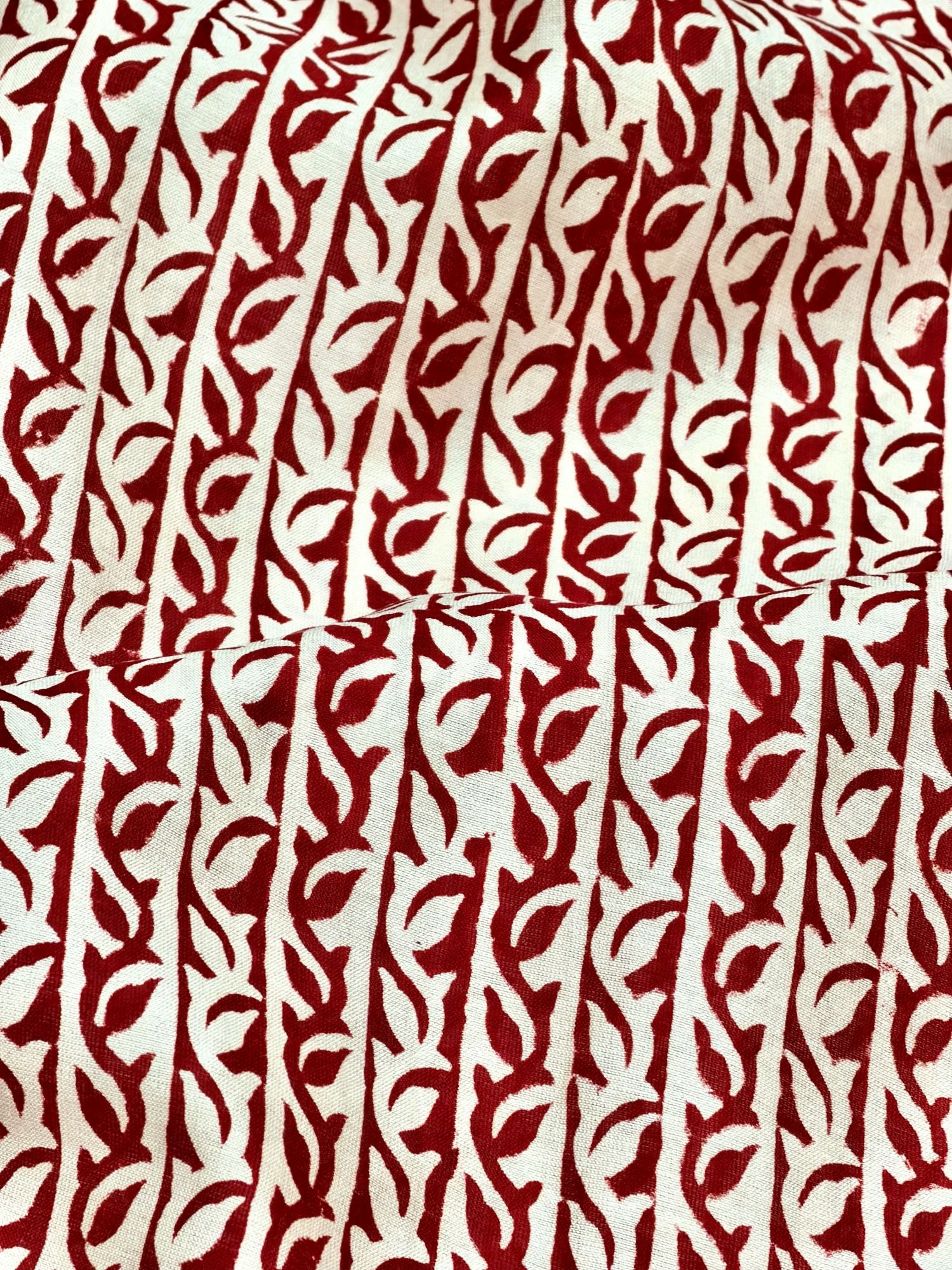 Pure Chanderi Silk Fabric With Red Hand Block Prints