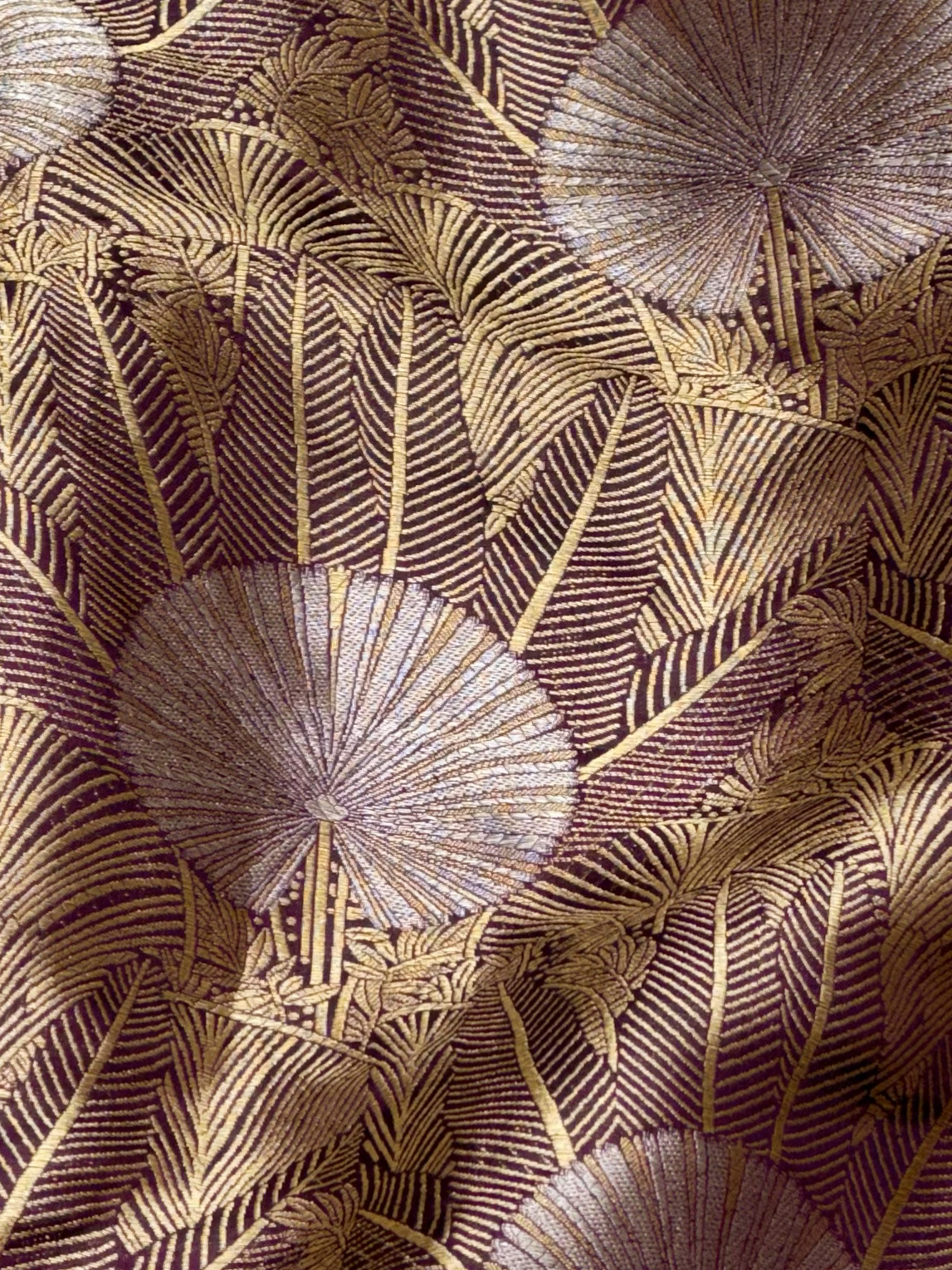 Wine Purple Banarasi Brocade Pure Katan Silk Fabric