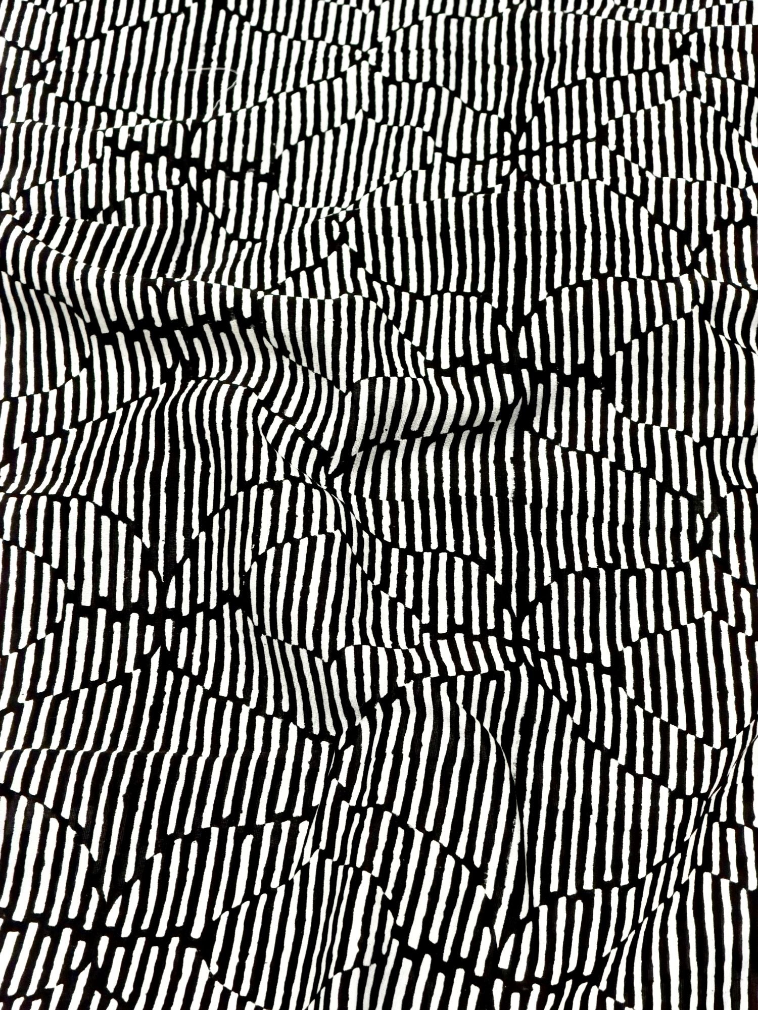 Pure Chanderi Silk Fabric With Black Hand Block Prints
