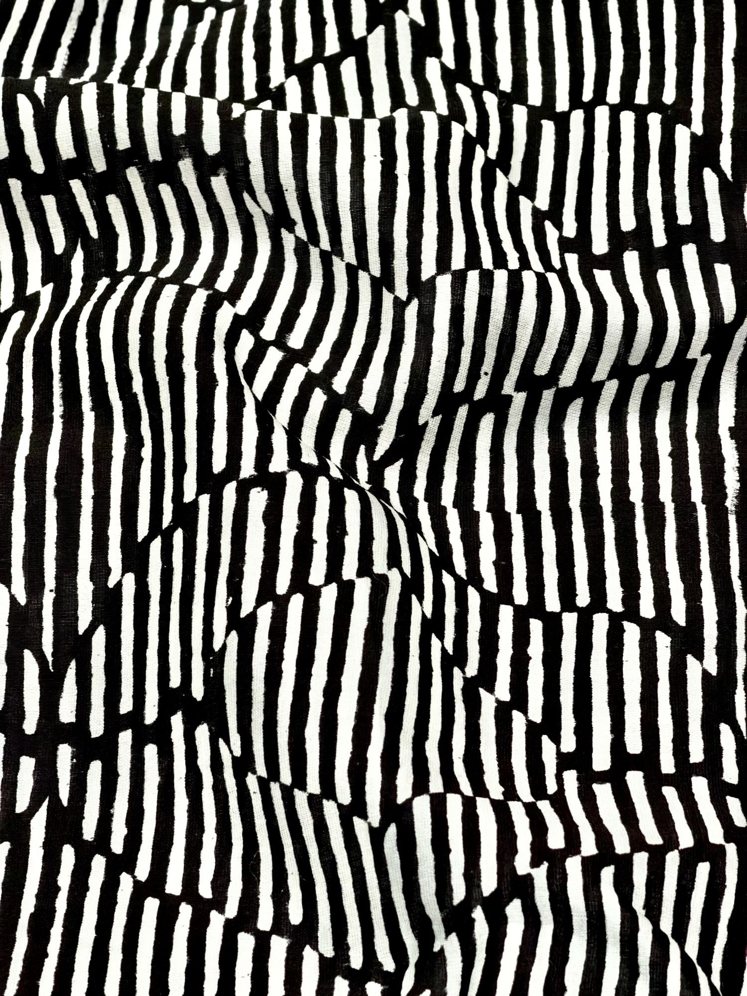 Pure Chanderi Silk Fabric With Black Hand Block Prints