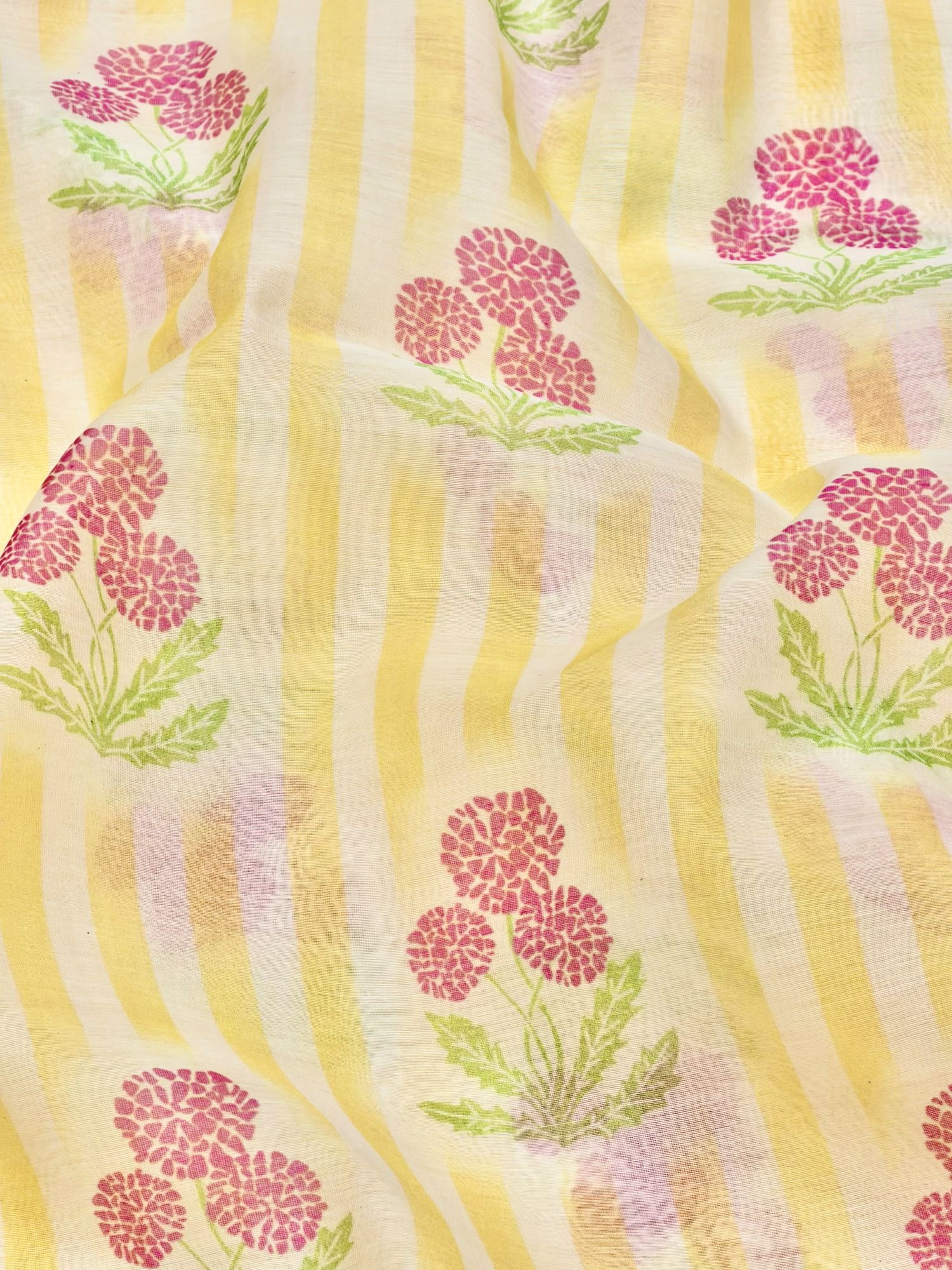 Pink Striped Floral Mul Prints Fabric