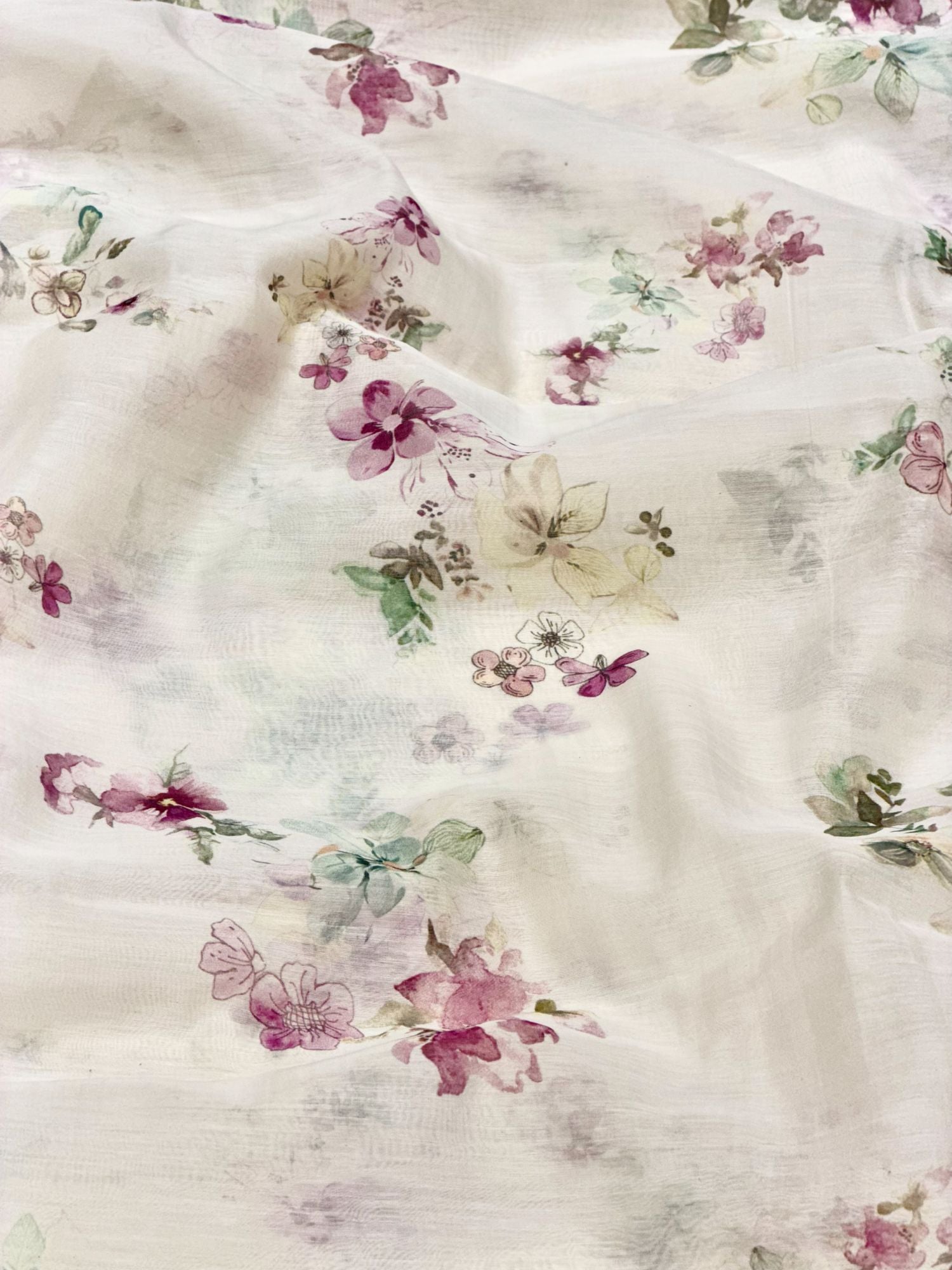 Ivory Floral Prints Fabric