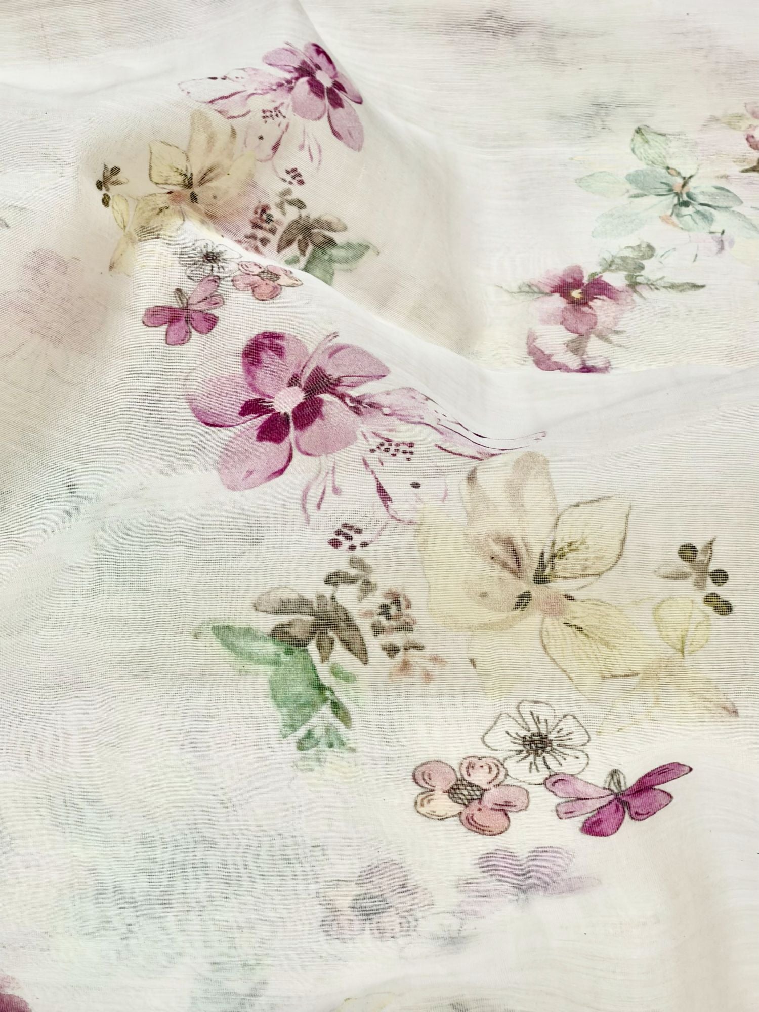 Ivory Floral Prints Fabric