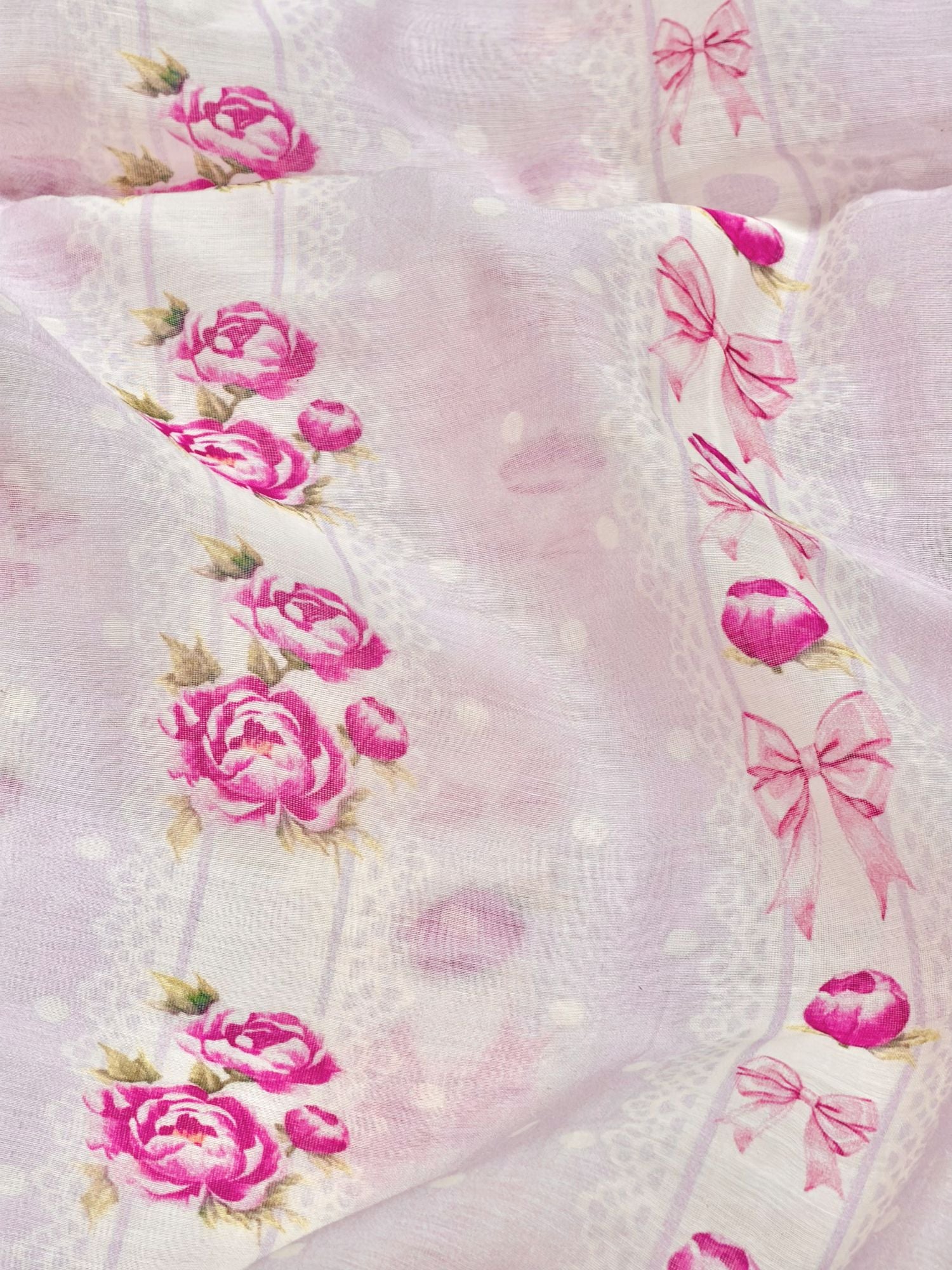 Pastel Lavender Mul Floral Prints Fabric