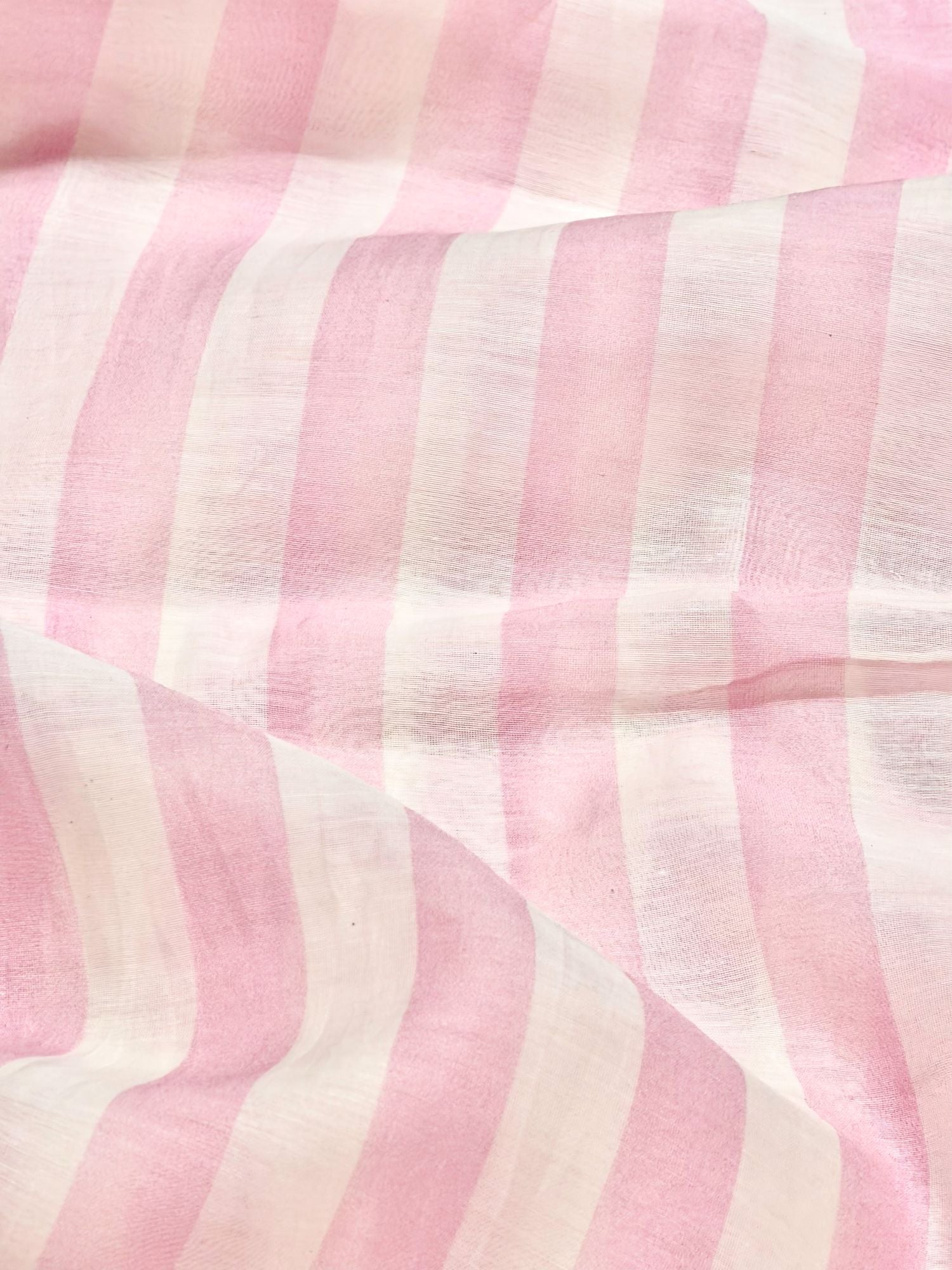 Pink & Ivory Striped Mul Prints Fabric