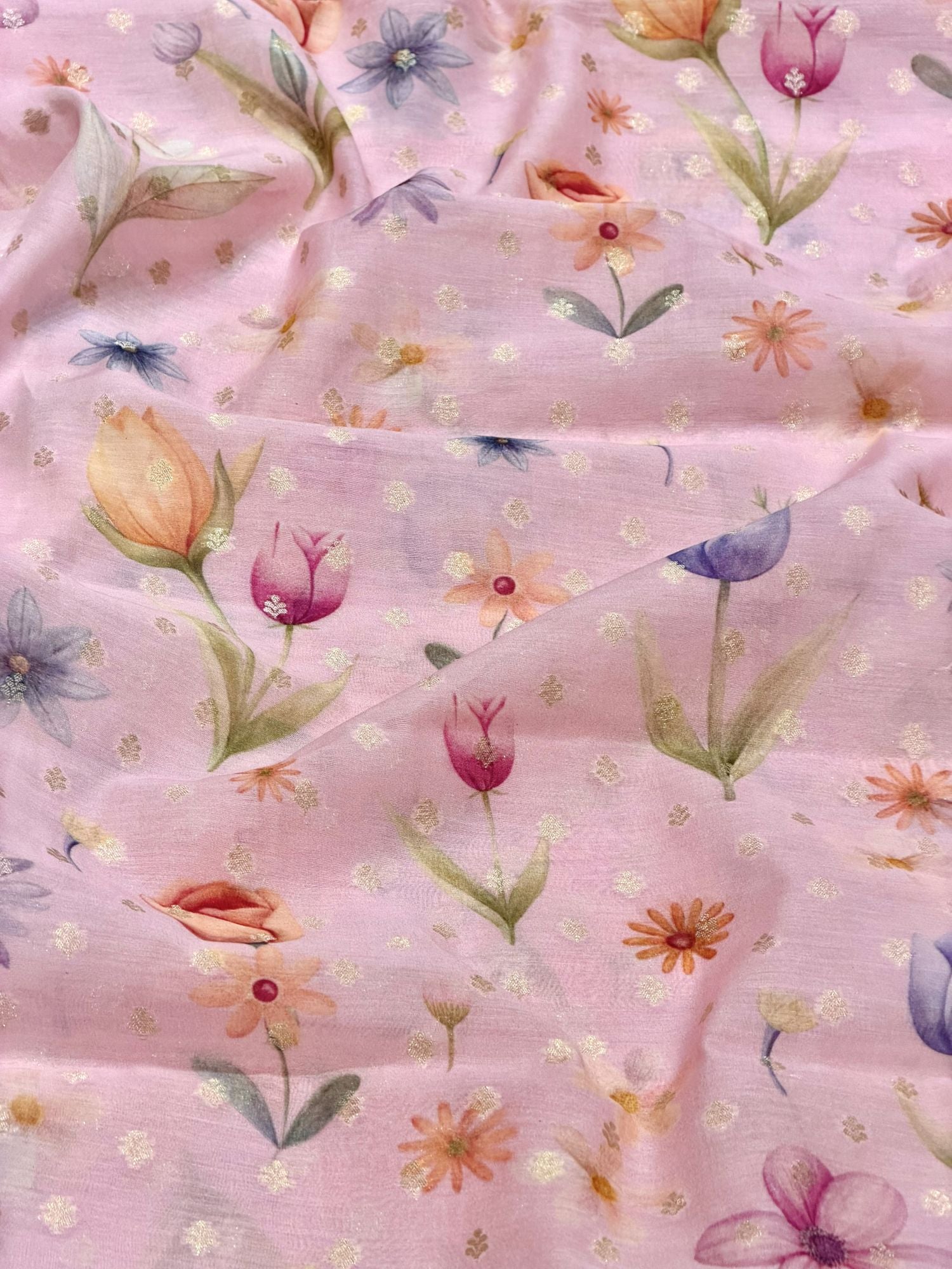 Blush Pink Floral Mul Weaving Fabric