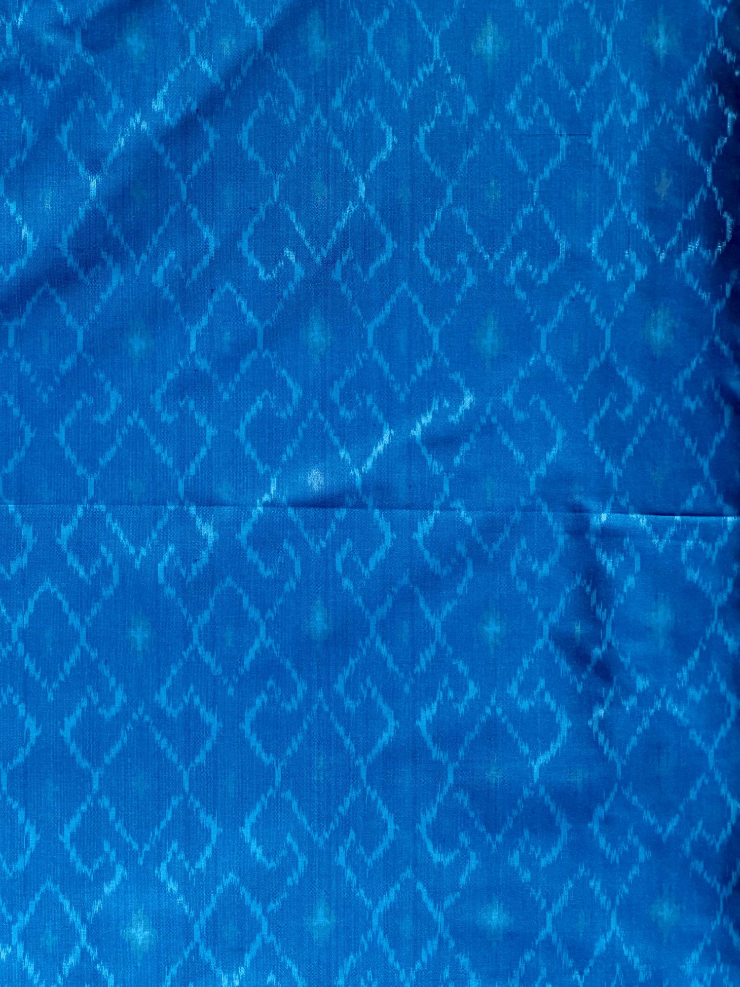 Royal Blue Pure Silk Ikat Fabric with Traditional Motifs