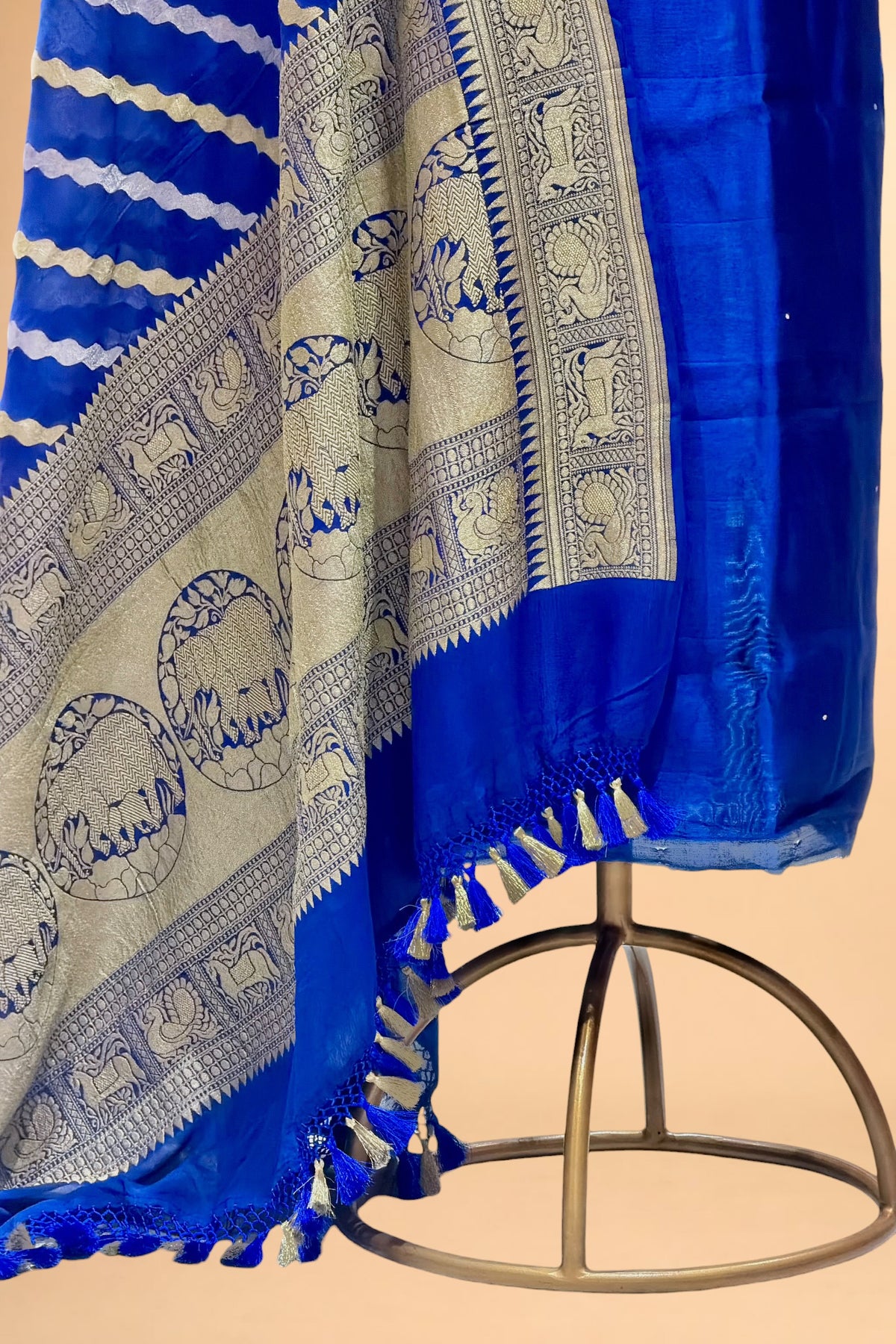Chiniya silk suit with gayatri mantra embroidery and khaddi dupatta