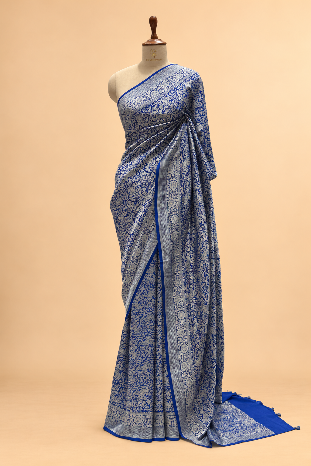 Deep Blue Khaddi Georgette Saree with Paisley Jaal