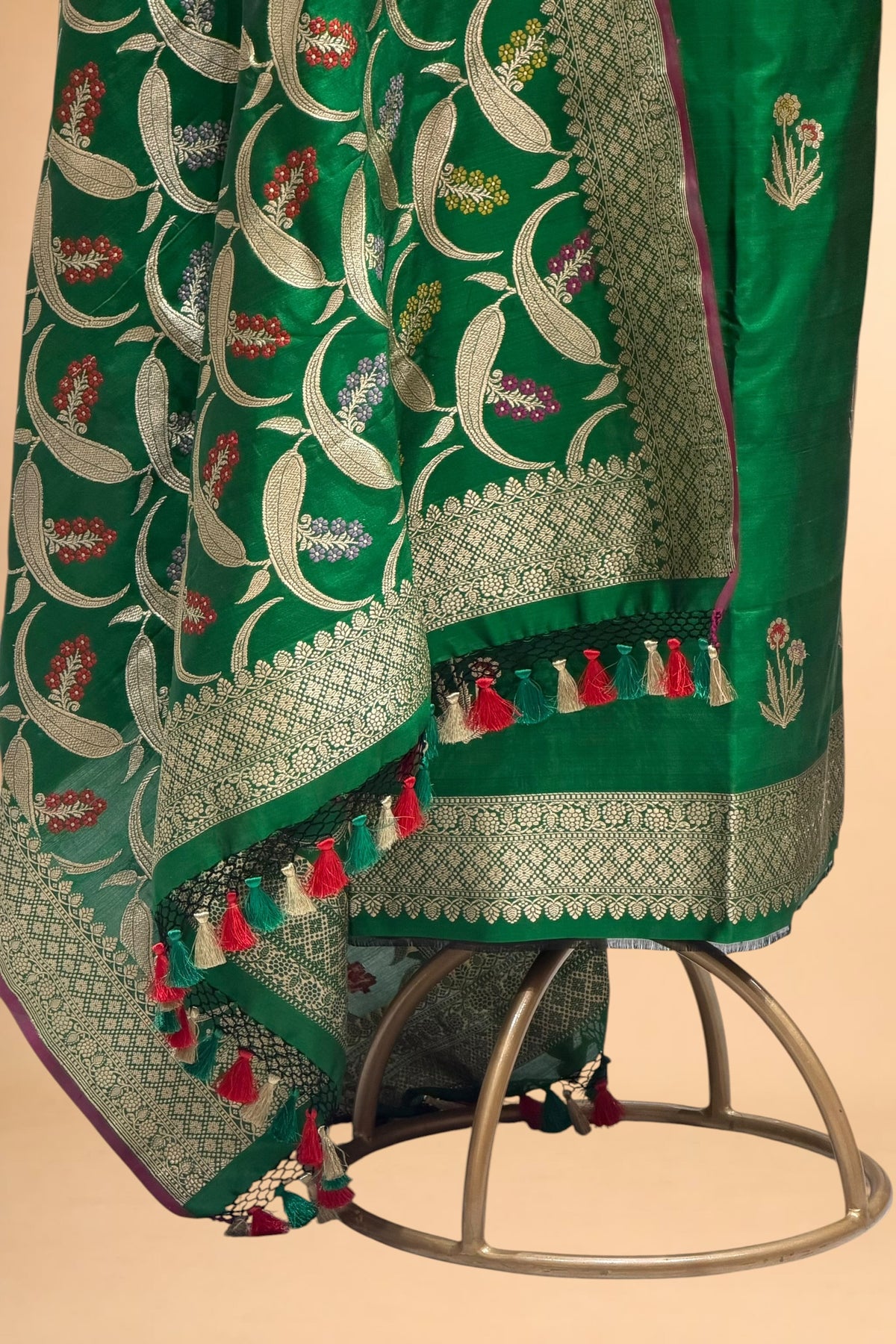 Green Katan Silk Iktara Suit with Meena Kadhwa Floral Jaal Dupatta
