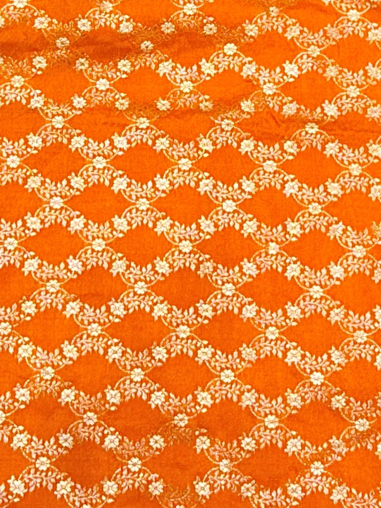 Orange Semi Katan Silk Blouse Piece