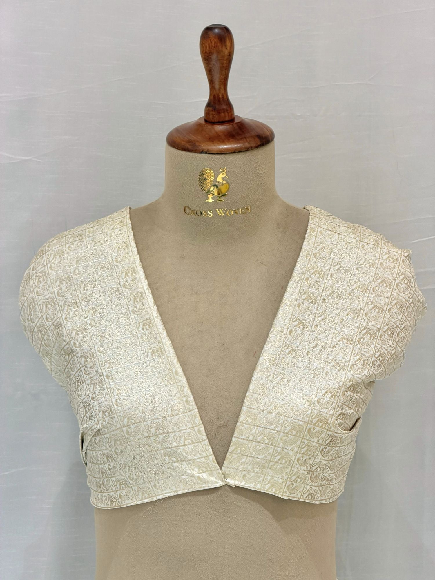 Ivory Semi Katan Brocade Silk Blouse Piece