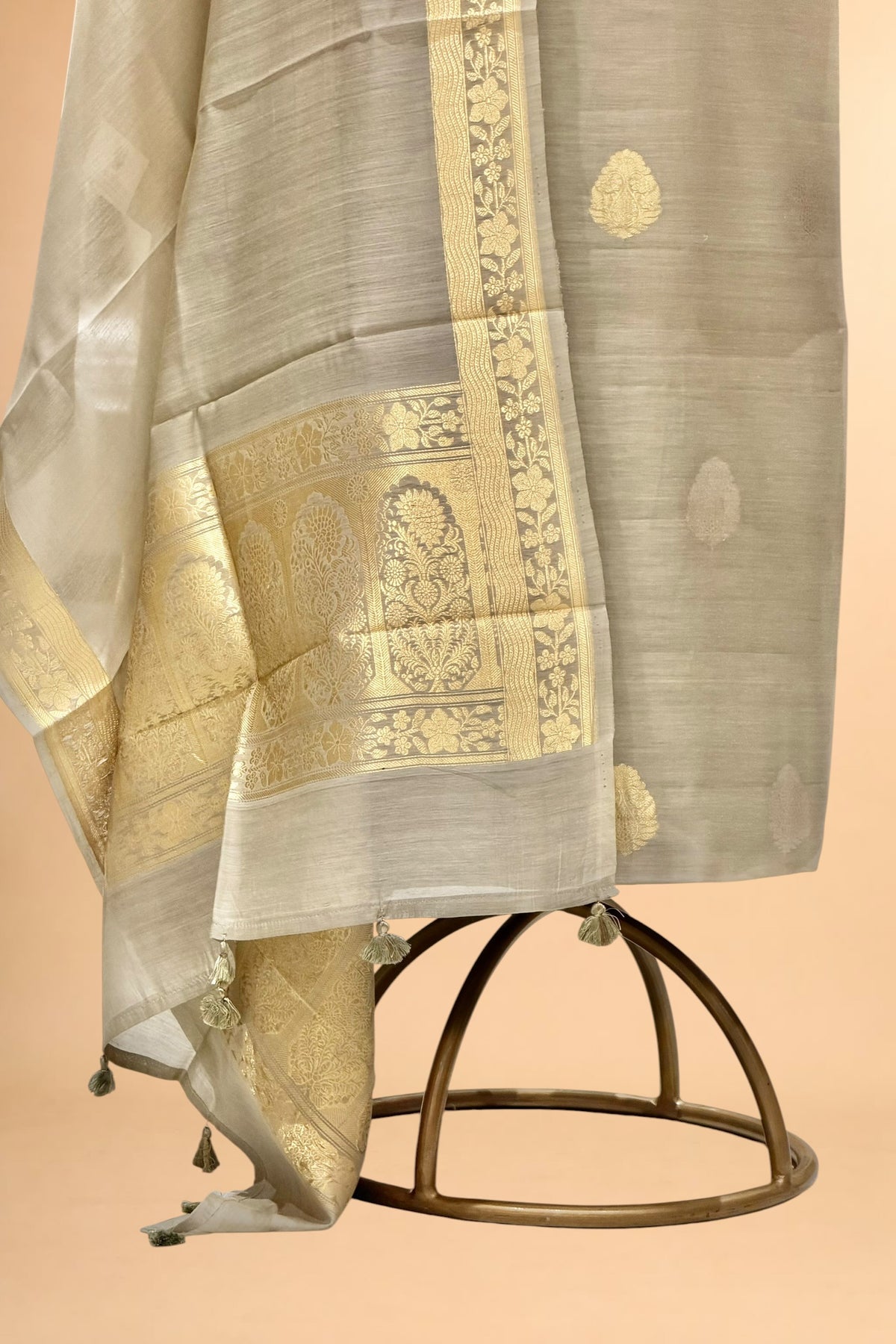 Grey Pure Sona Rupa Premium Cotton Banarasi Suit Set