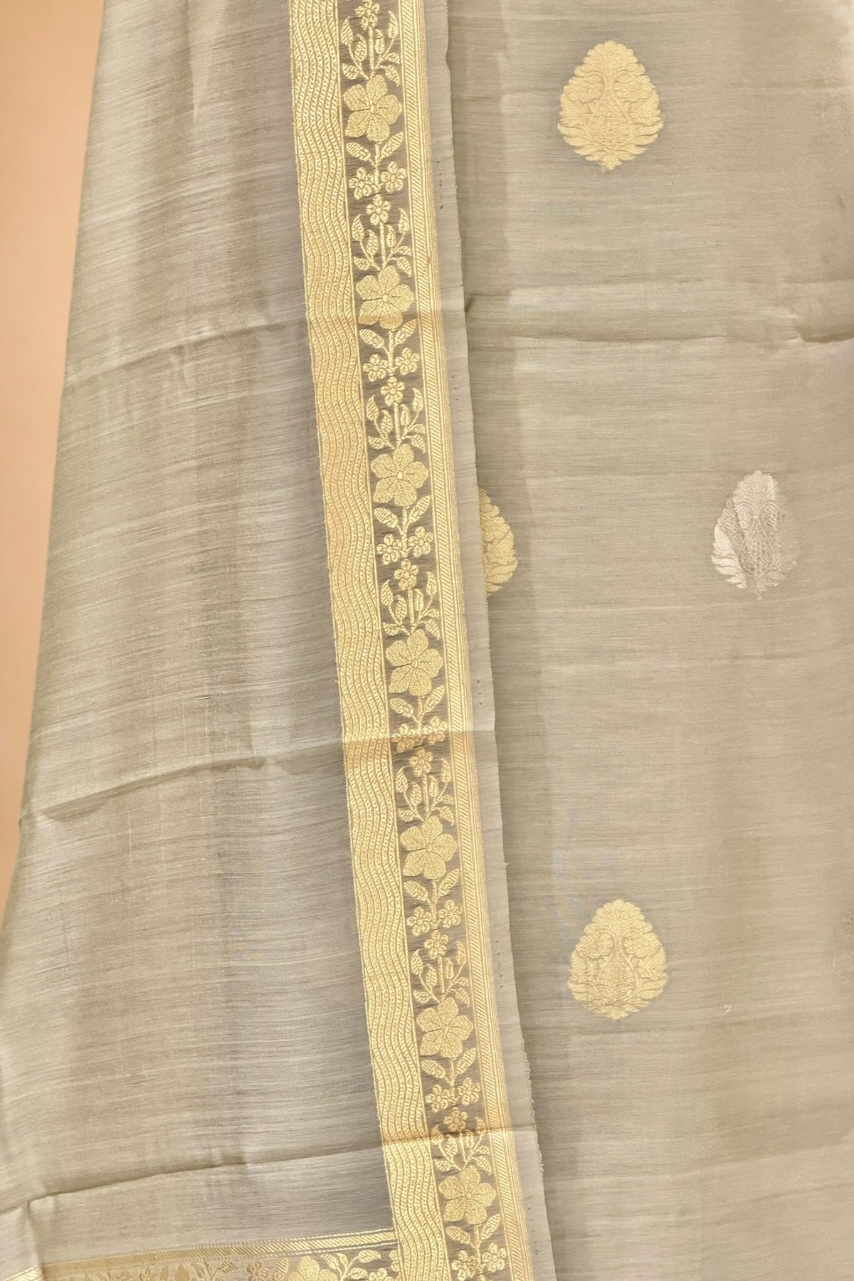 Grey Pure Sona Rupa Premium Cotton Banarasi Suit Set
