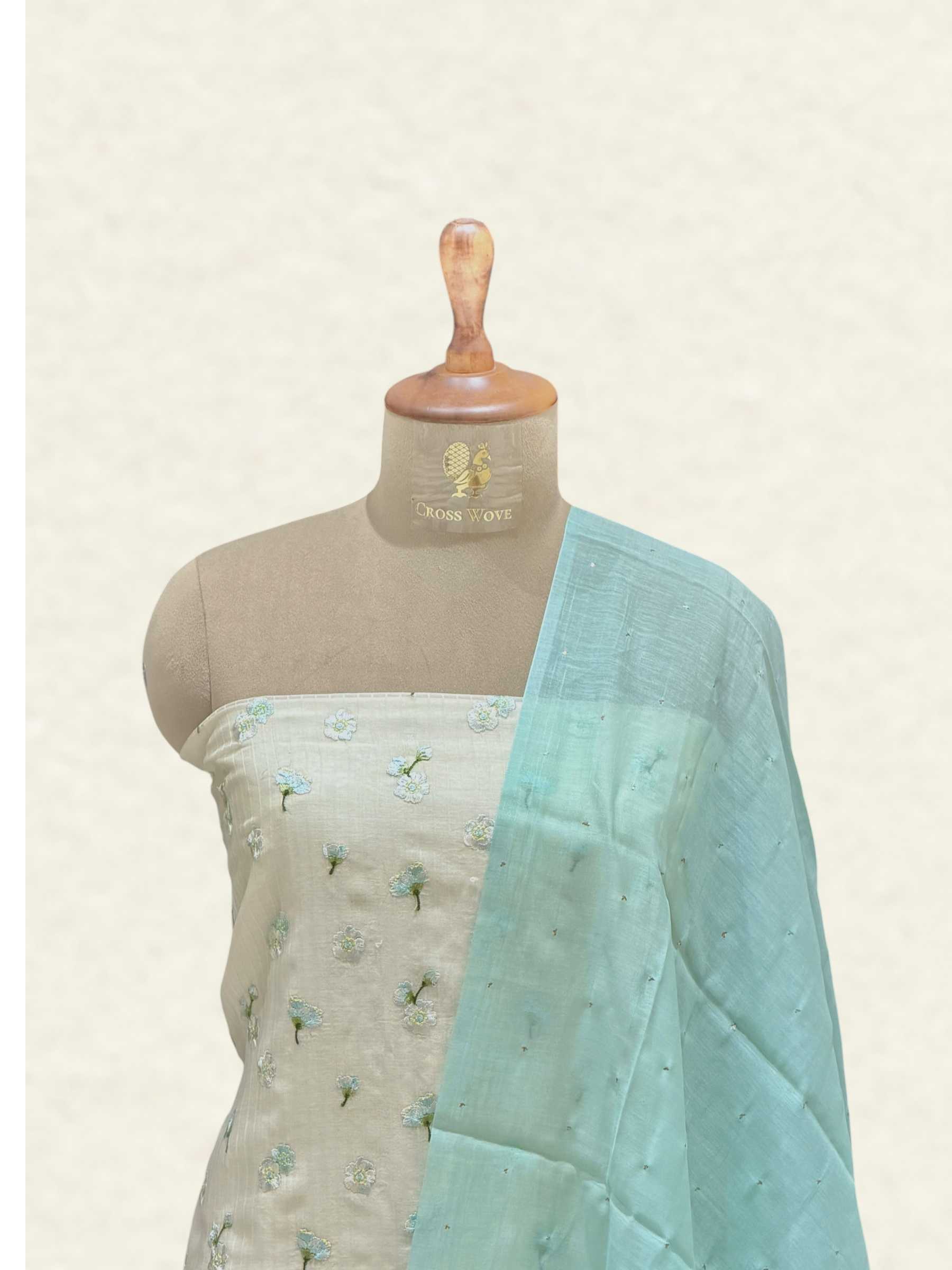 White Pure Mul Cotton Suit Set With Mukaish Work Dupatta