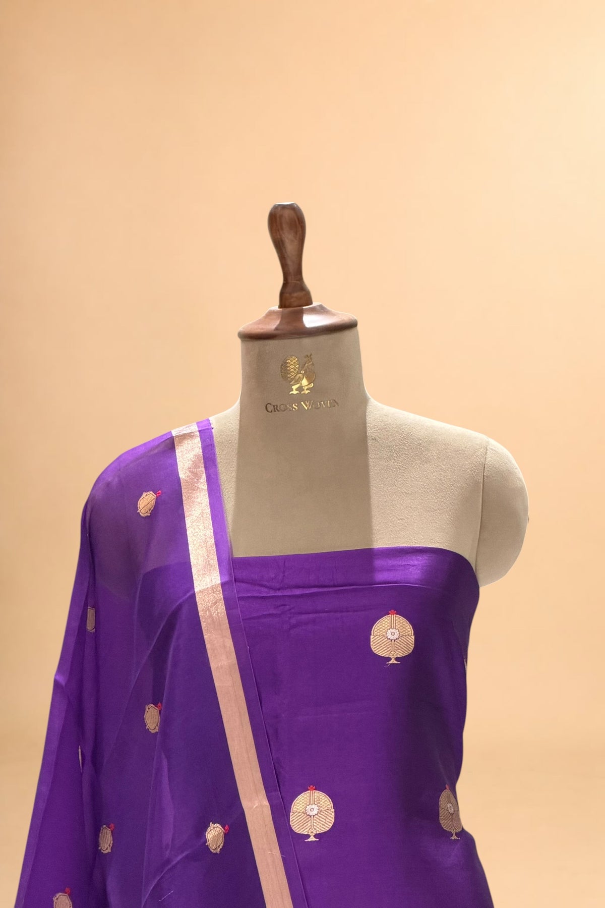 Purple Pure Soft Silk Suit Set with Organza Dupatta